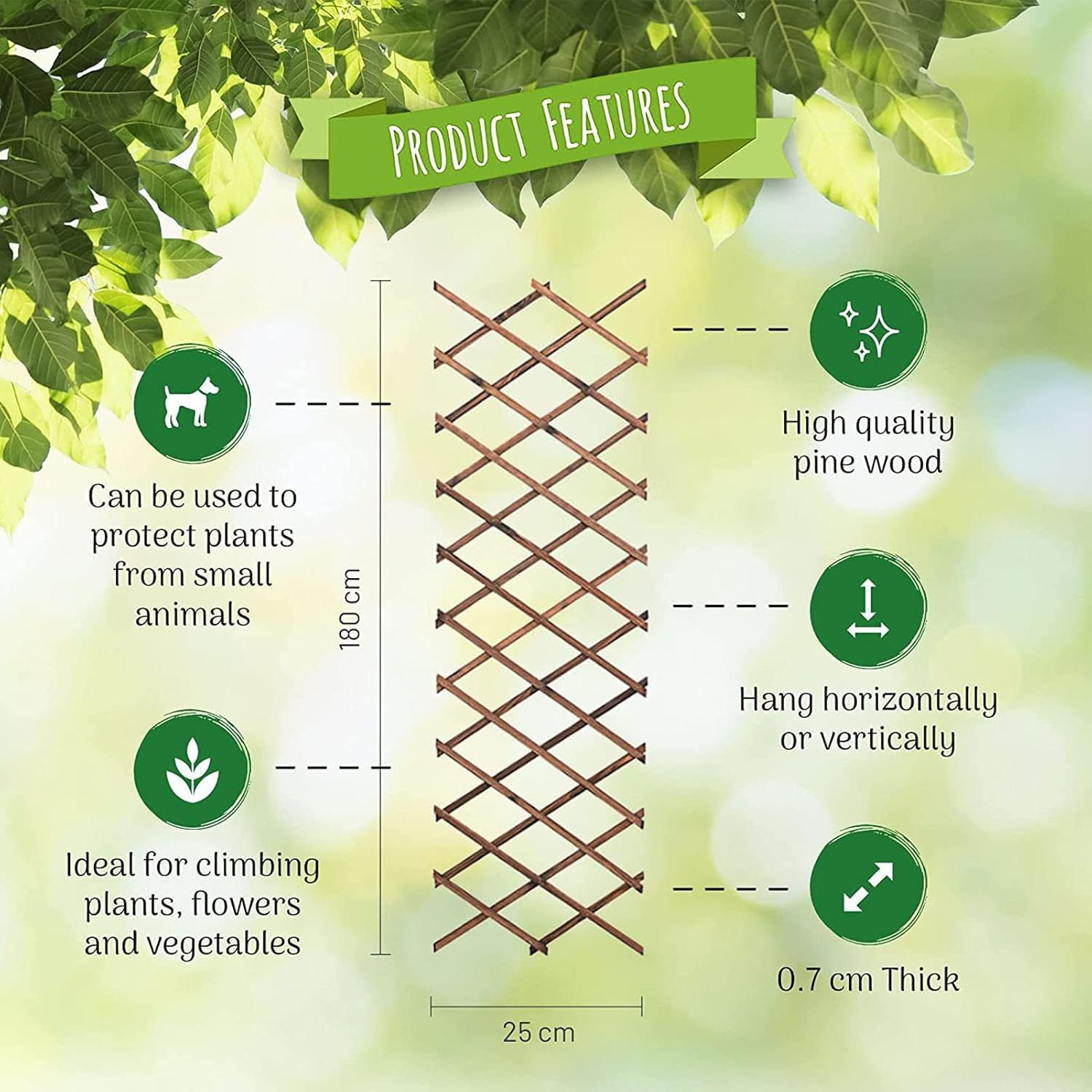 Fafeicy Expandable Plant Climbing Lattices, Extensible Pine Fence Garden Fence with Plant Support for Climbing image number 1