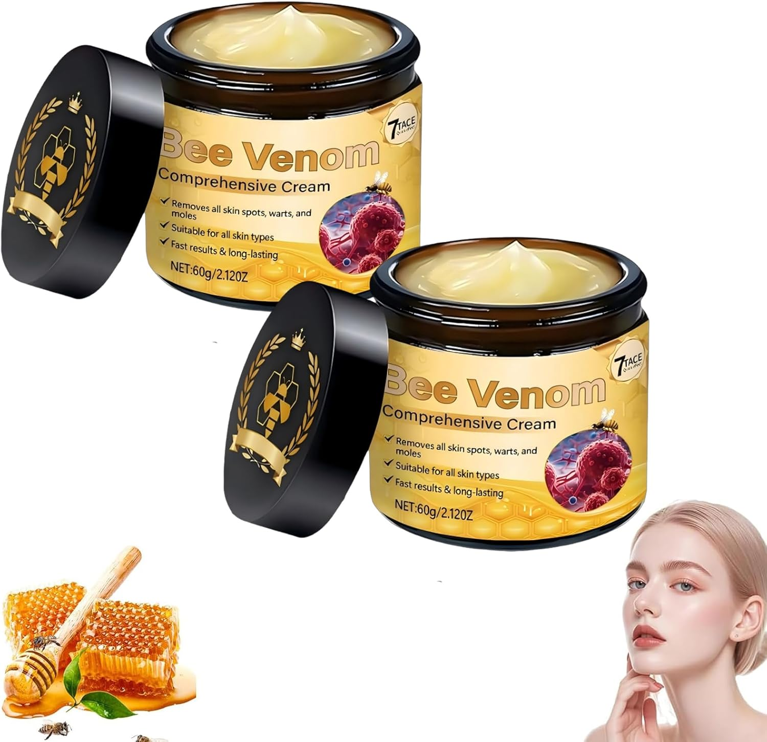2PC Bee Venom Comprehensive Cream, Deeply Nourishes the Skin Suitable for All Skin Types Bee Venom Cream image number 3