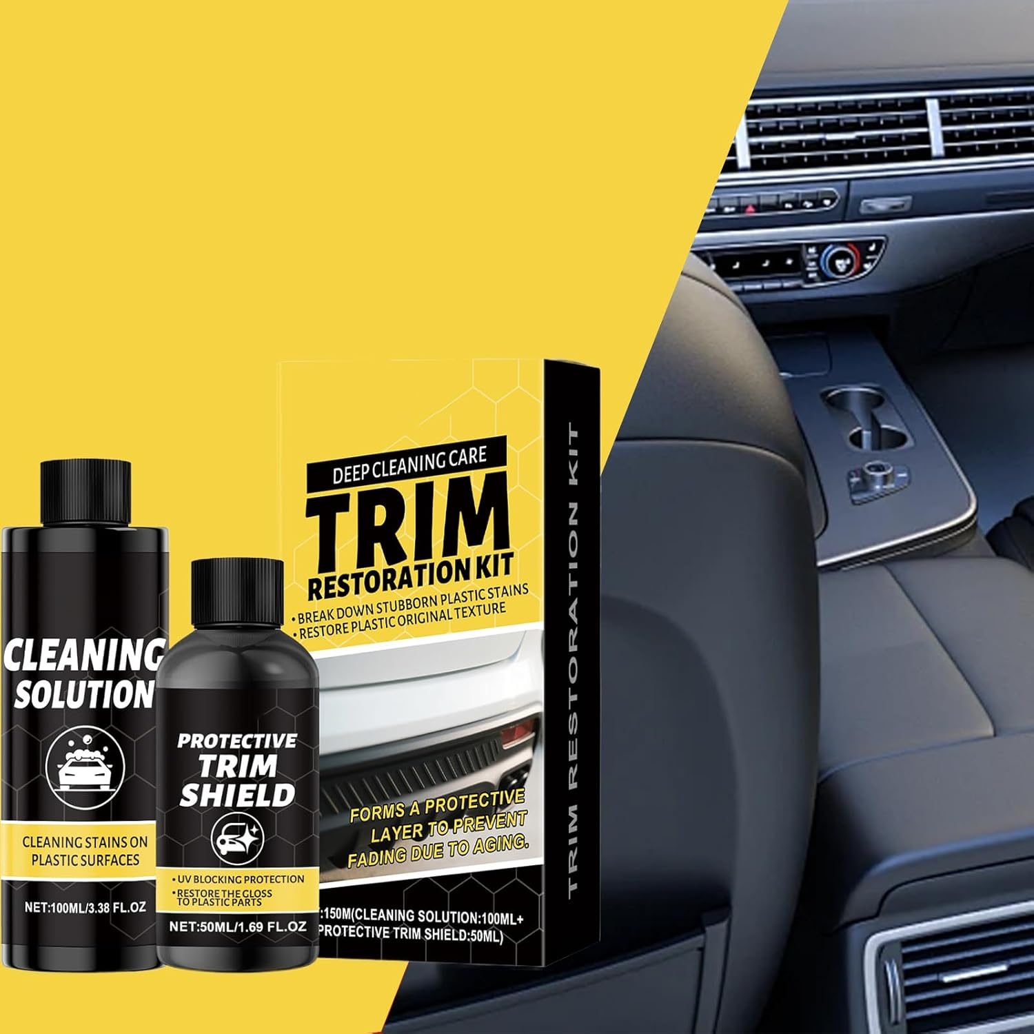 Lisutupode Trim Shine for Car - Vehicle Interior Cleaning Kit - Scratch-Resistant Car Trim Cleaning and Care Kit for Garage RV Repair Shop Dashboard Automotive SUV Truck image number 2