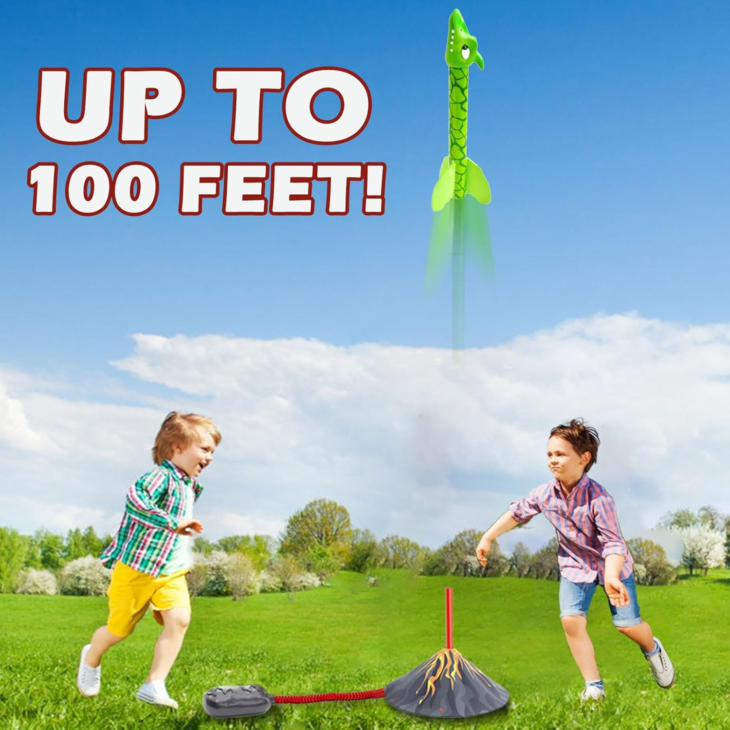 Dinosaur Toys Rocket Launcher for Kids - Stomp Launch up to 100 Ft, 6 Dino Foam Rockets, Outdoor Toys for Toddlers, Christmas Birthday Gifts Toy for 3 4 5 6 7 8-12 Year Old Boys Girls image number 3