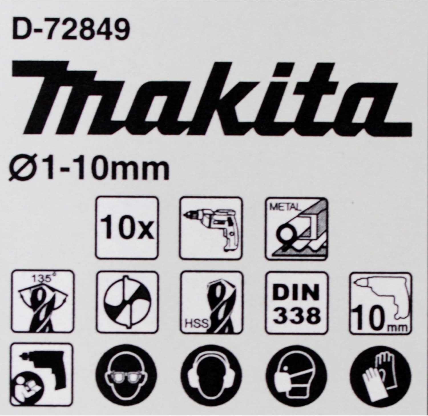 Makita D-72849 HSS TIN Drill Bit Eco Set 10 Piece image number 1