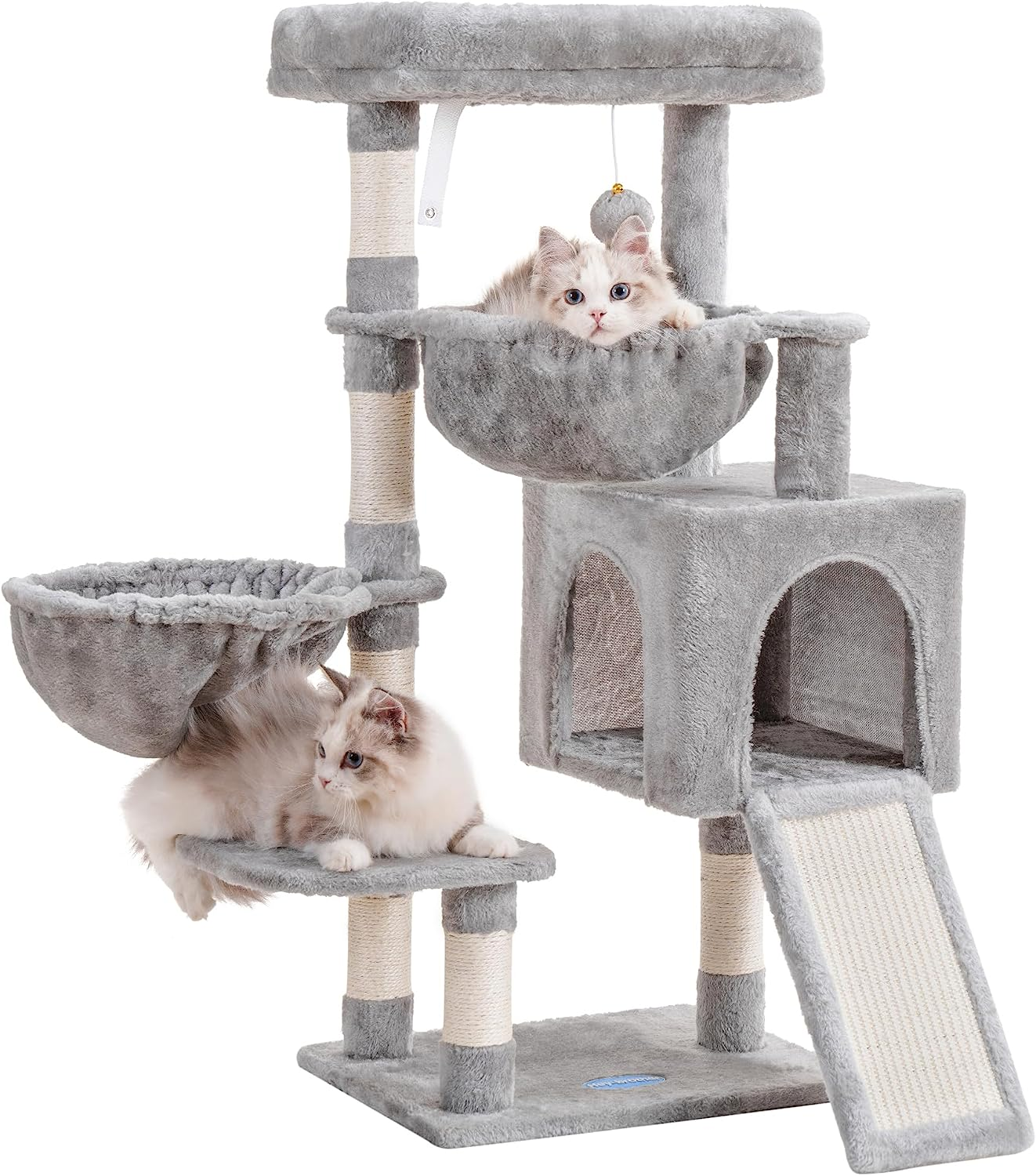 Hey-Brother Cat Tree, Cat Tower for Indoor Cats, Cat House with Large Padded Bed, Cozy Condo, Hammocks, Sisal Scratching Posts, Big Scratcher, Light Gray MPJ006SW image number 3