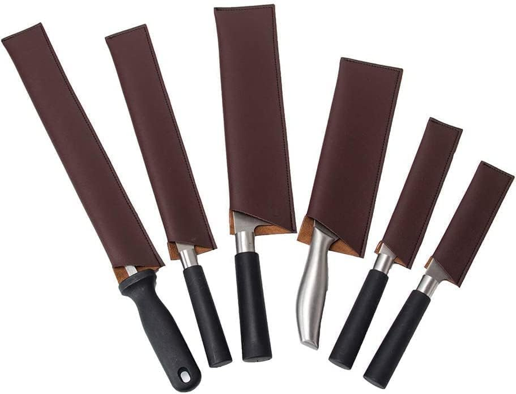 Leather Knife Sheath, 6 Pcs Knife Edge Guards, Knife Guard, Knife Sheath Cover Sleeves, Blade Cover Protector, Waterproof Knife Protectors, Heavy Duty Universal Knife Edge Guard image number 2