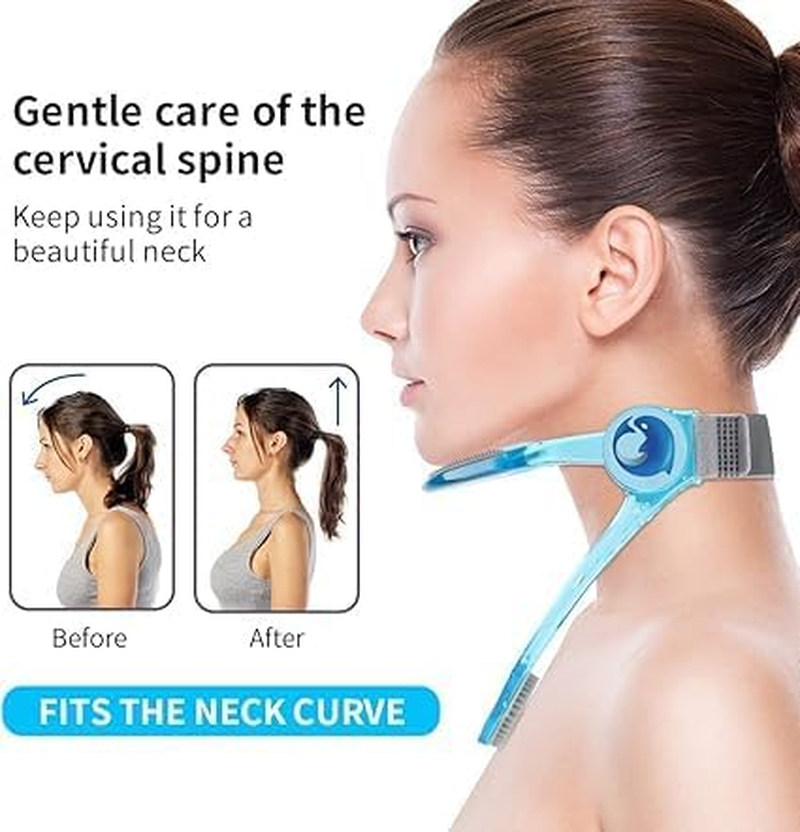 Neck Stretcher,Neck Braces,360 Degree Adjustable Neck Support.Ergonomic Cervical Traction Device for Aligning Neck.Neck Posture Corrector for Neck Pain Relief, Spinal Decompression (Blue) image number 4