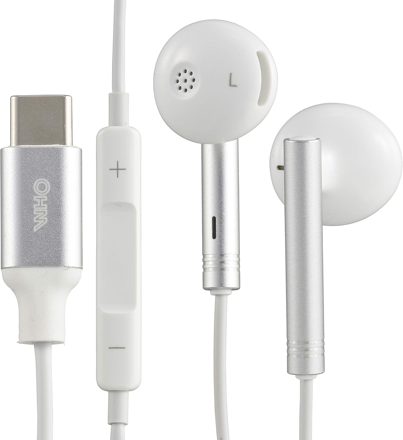 Ohm Electric SMT-HT12-W 01-7159 OHM Audiocomm Stereo Earphones, for Type-C Connector, White, 4.9 Ft (1.2 M) image number 1