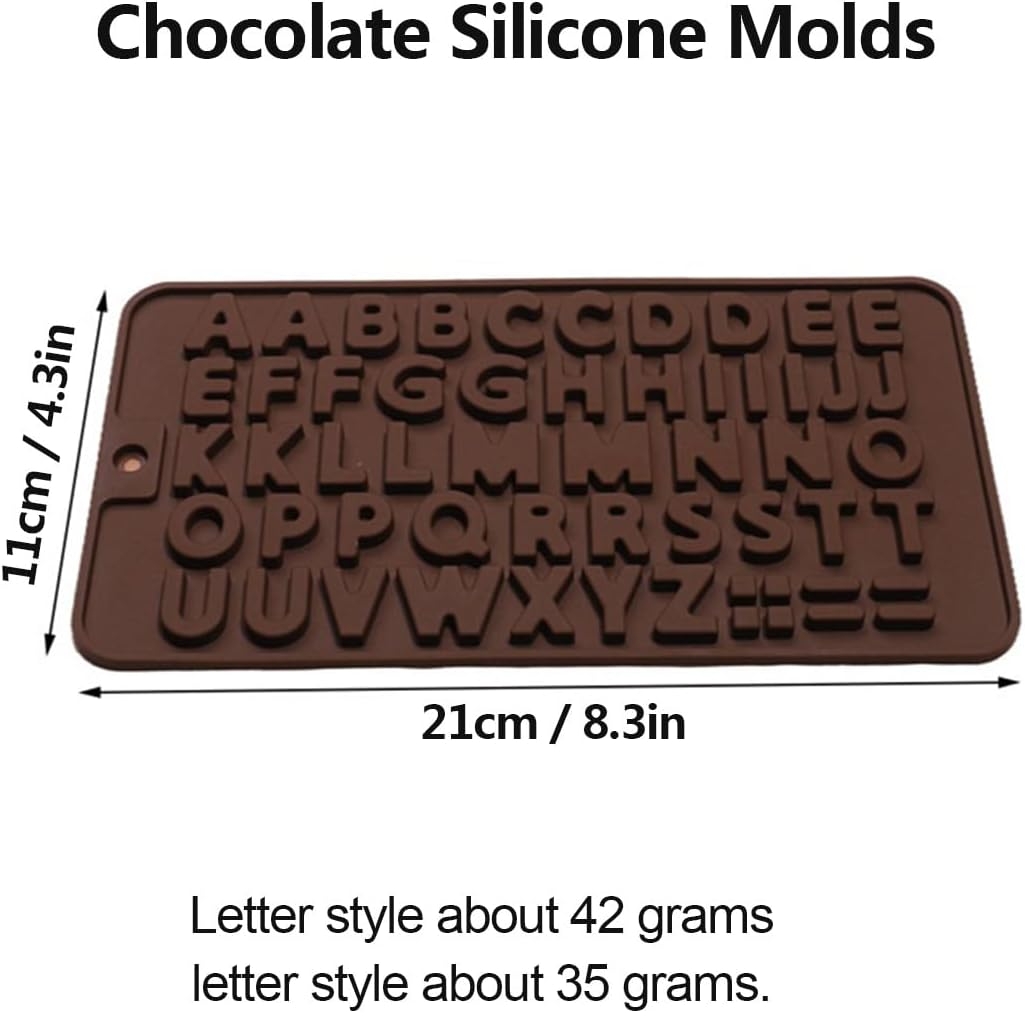 2 Pcs Chocolate Moulds,Silicone Moulds,Gummy Moulds,Alphabet Silicone Mould with Happy Birthday Cake Decorations Symbols for Cake Making Etc. image number 4