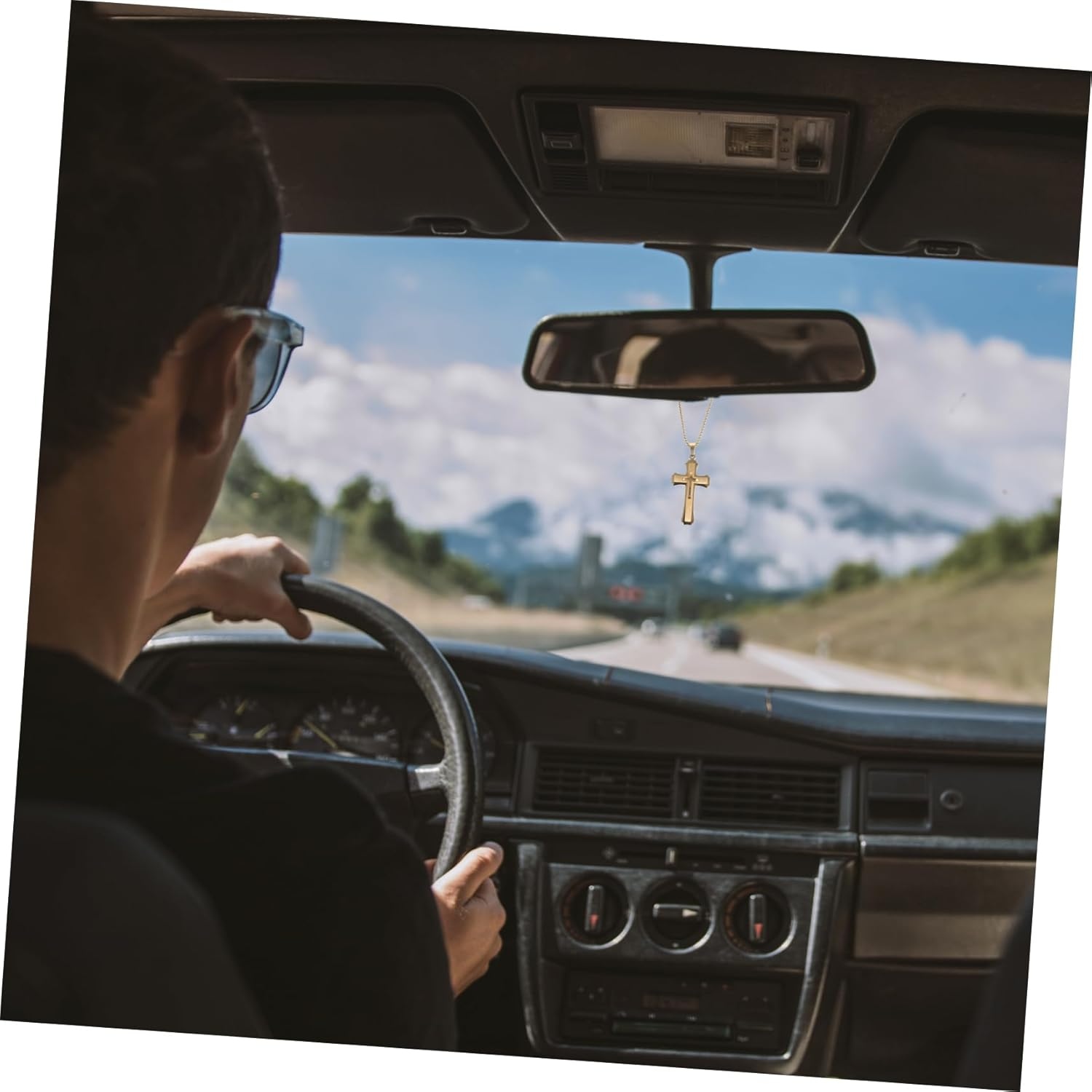 Car Cross Mirror Pendant Car Accessories Cross Car Ornament Car Hanging Ornament Car Mirror Hanging Decoration Rear View Mirror Ornament Car Supply Car Decoration Plaster Metal image number 2