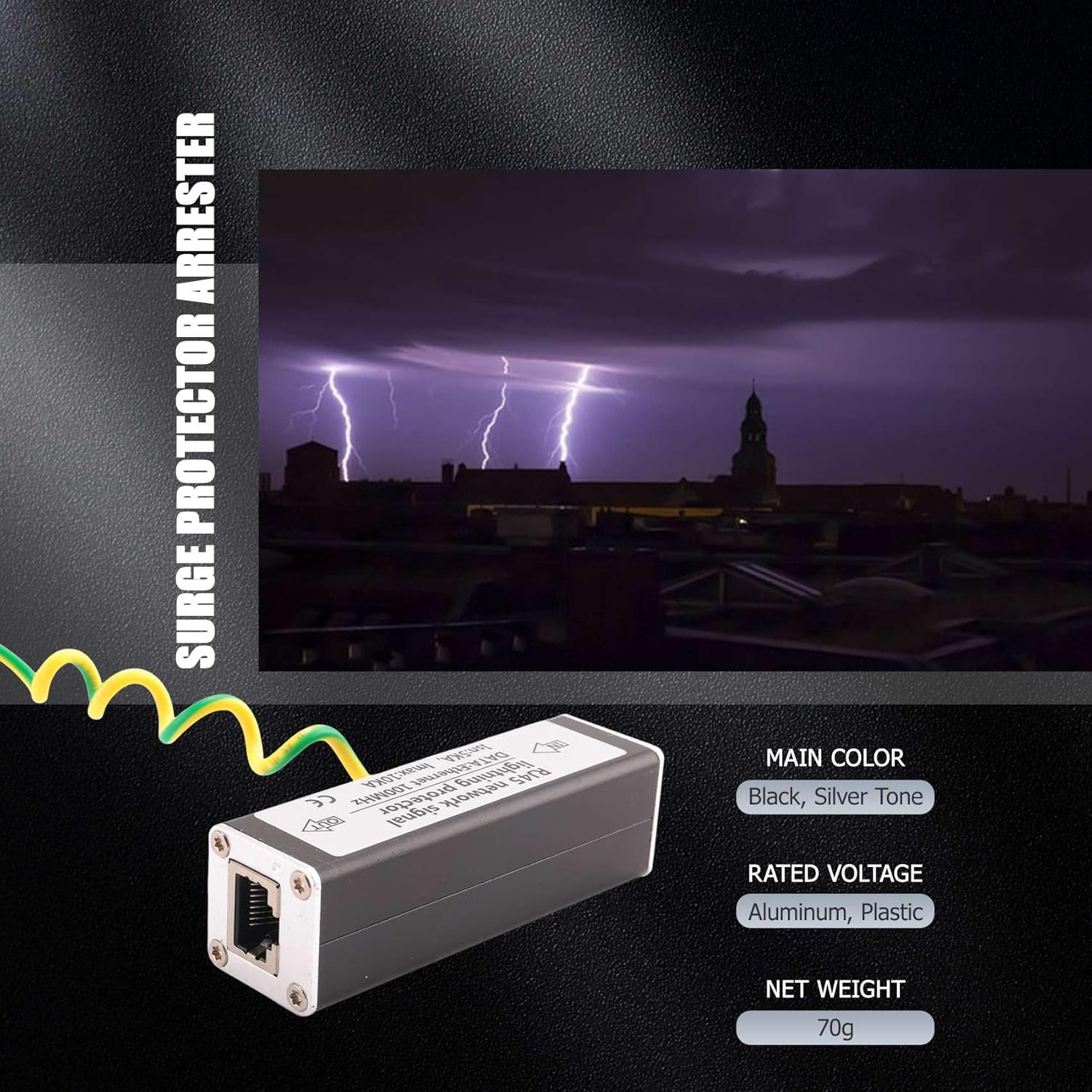 Hepzest RJ45 Plug Ethernet Network Surge Protector Arrester 100Mhz