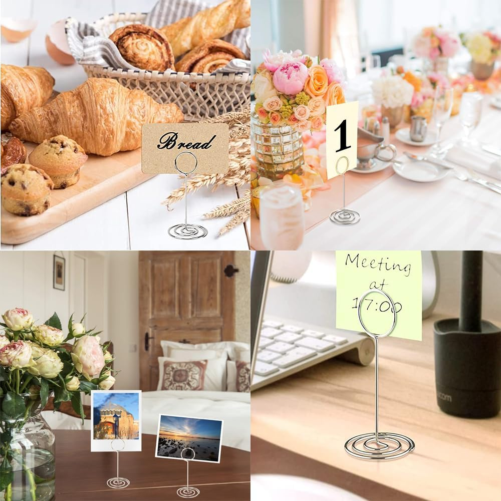 12Pcs Table Number Holders, Betterjonny 22Cm Place Card Holders Gold Table Picture Holder Wire Photo Holder Clips Table Number Stands for Wedding Party Favors Gathering Restaurant image number 6