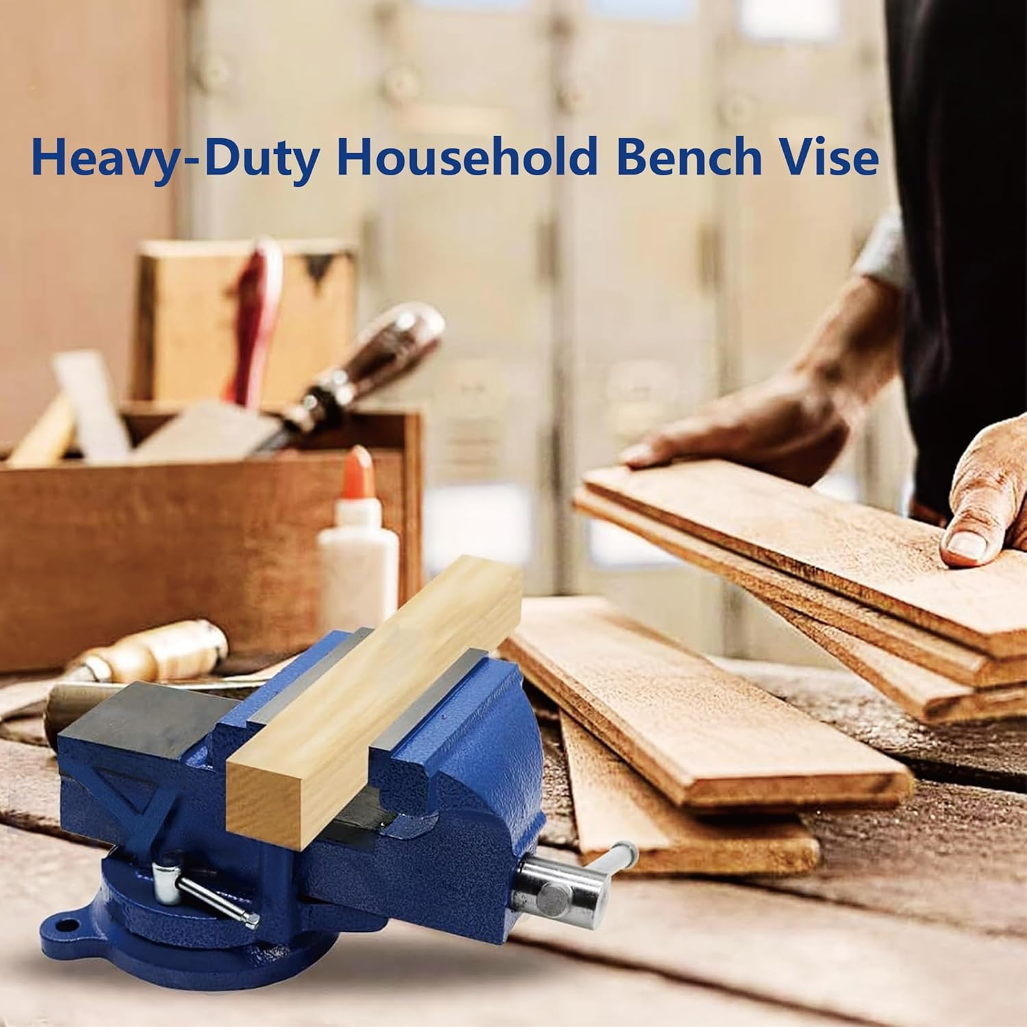 SALESBAY 5" Bench Vise Multi-Purpose Heavy Duty Ductile Iron 360&deg; Swivel Base image number 4