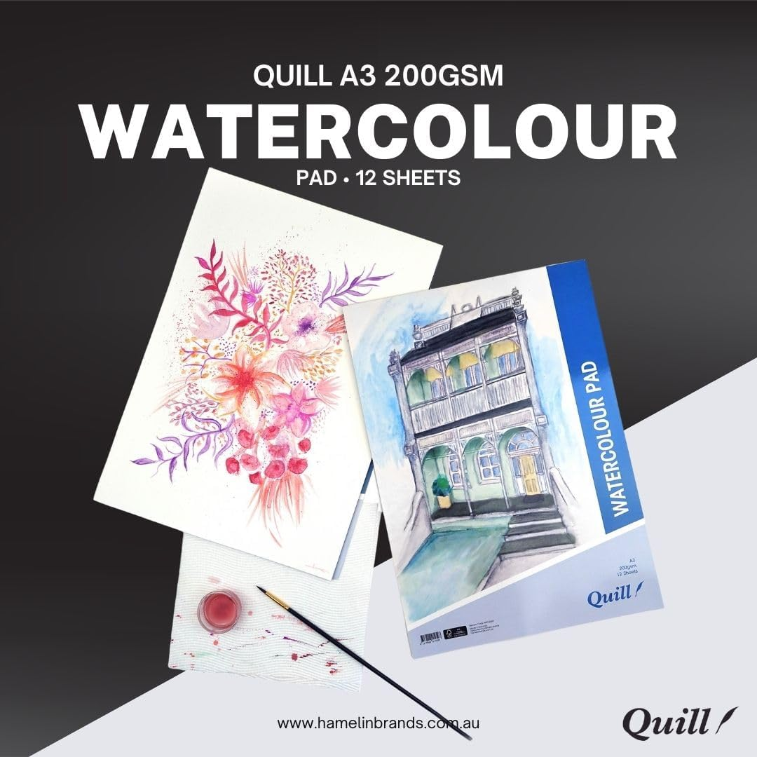 Quill A3 Watercolour Pad, 200Gsm, 12 Sheets, Portrait Orientation image number 5