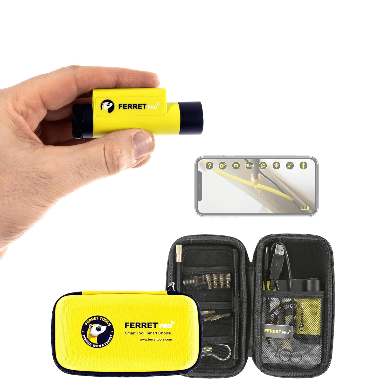 Ferret Pro Wireless Inspection Camera - Multipurpose, Rechargeable, Always up Viewing Function, Wireless Range of up to 130&rsquo; (40M) - Line of Sight image number 2