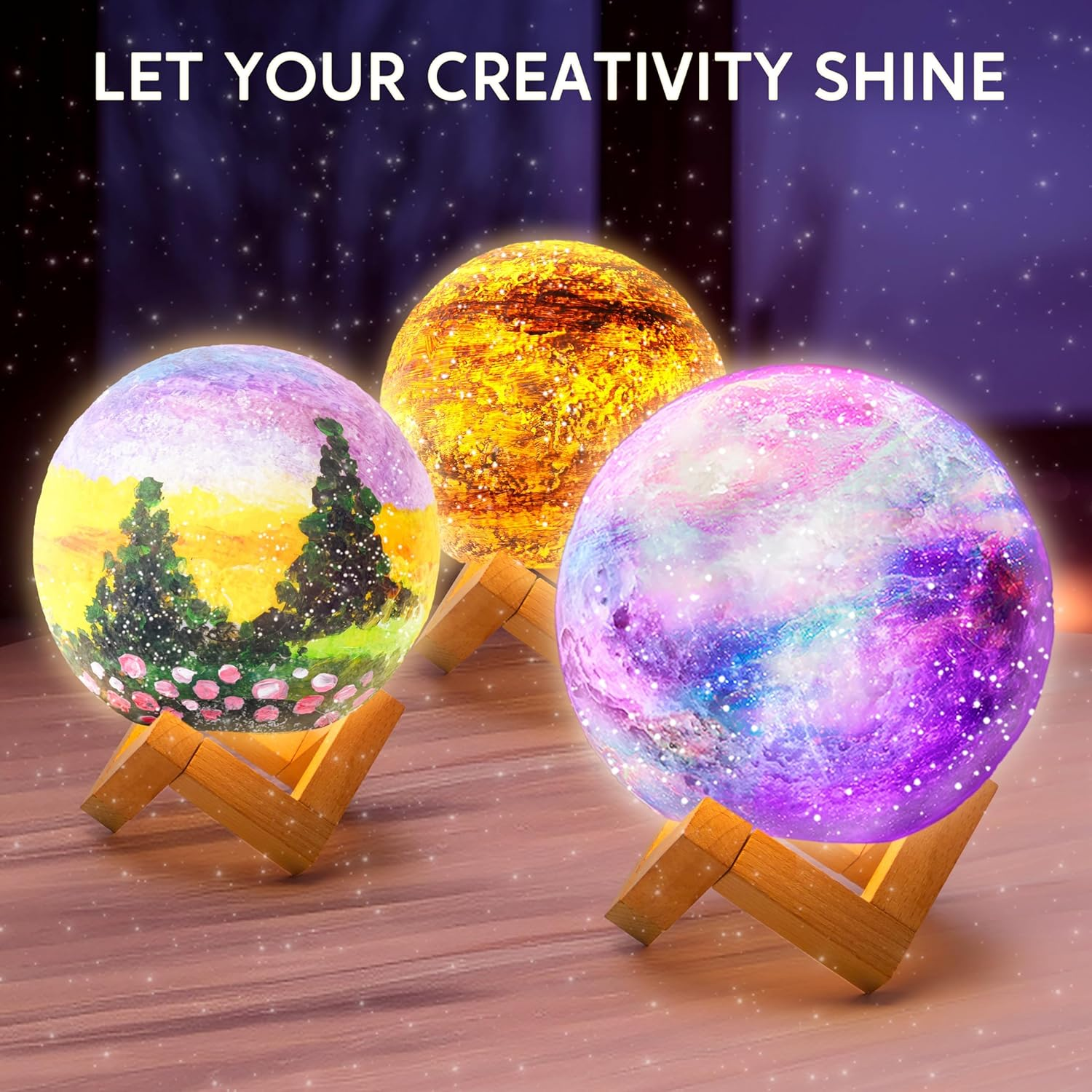 Klever Kits DIY 3D Moon Night Light, Paint Your Own Moon Lamp Kit Galaxy Lamp Arts and Crafts Kit, School Activities, Birthday Gifts for Kids Girls Boys image number 4