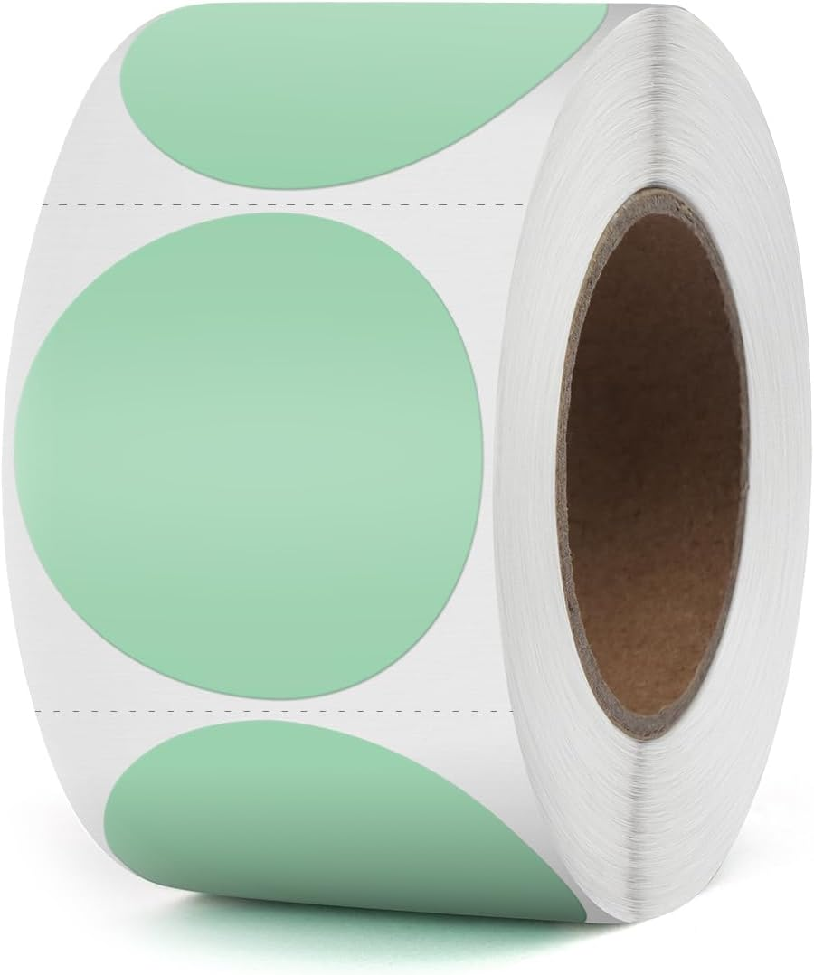 Khaki round Thermal Labels 1.5 Inches Circle Thermal Sticker Paper Self-Adhesive Waterproof Dot Stickers for Busineses & Warehouses 500 PCS per Roll