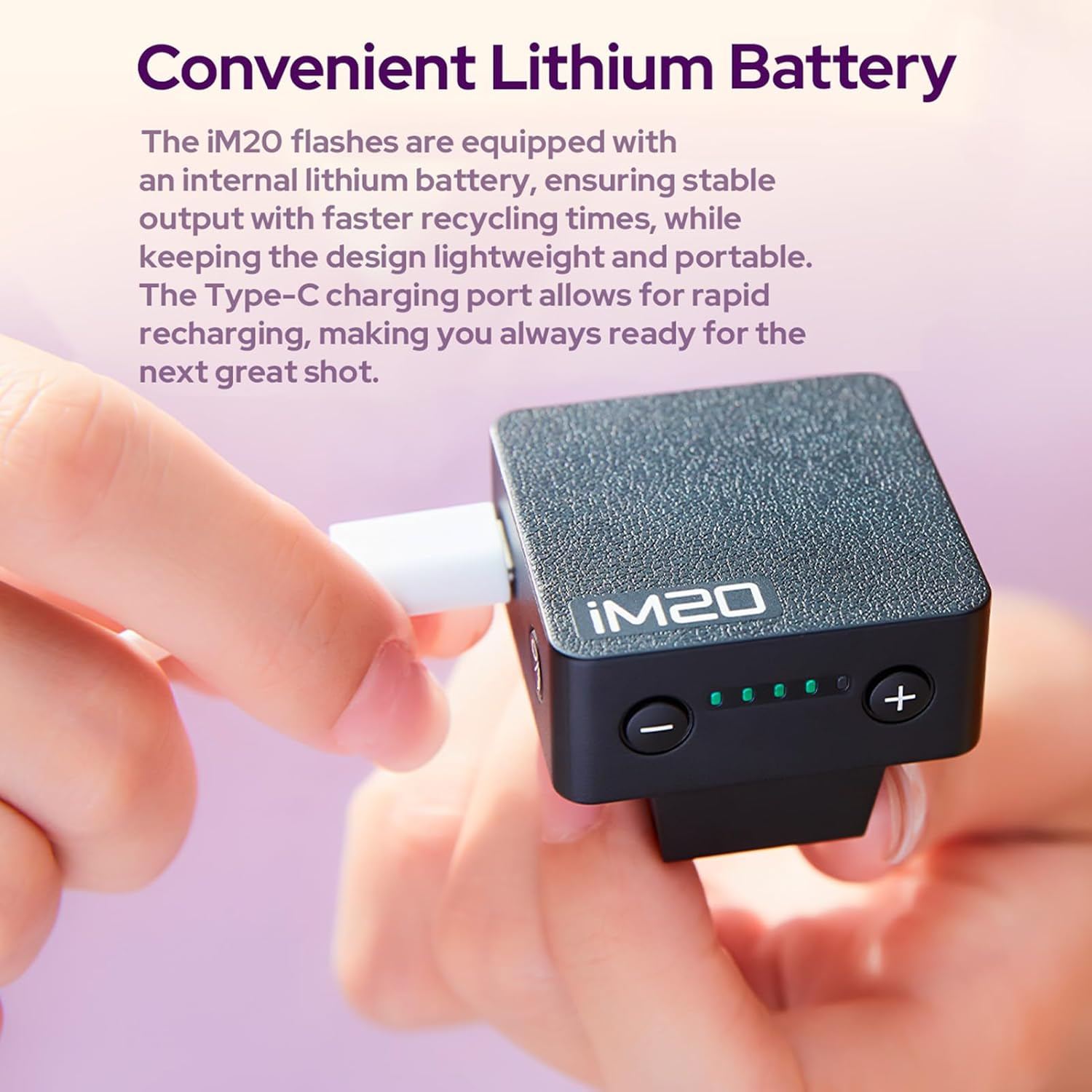 Godox Im20 Mini Camera Flash 5 Power Levels 3S Recharge Time Camera Speedlite 440 Flashes with Full Power One-Contact Design Built-In Battery for Canon, Nikon and Sony Mirrorless Cameras image number 6