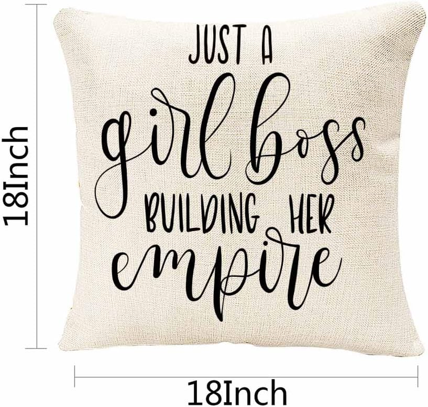 IBILIU Throw Pillow Covers Just Girl Boss Building Her Empire Inspirational Phrase Modern Feminism Quote Lettering Cushion Pillow Case 18X18 Inches image number 3