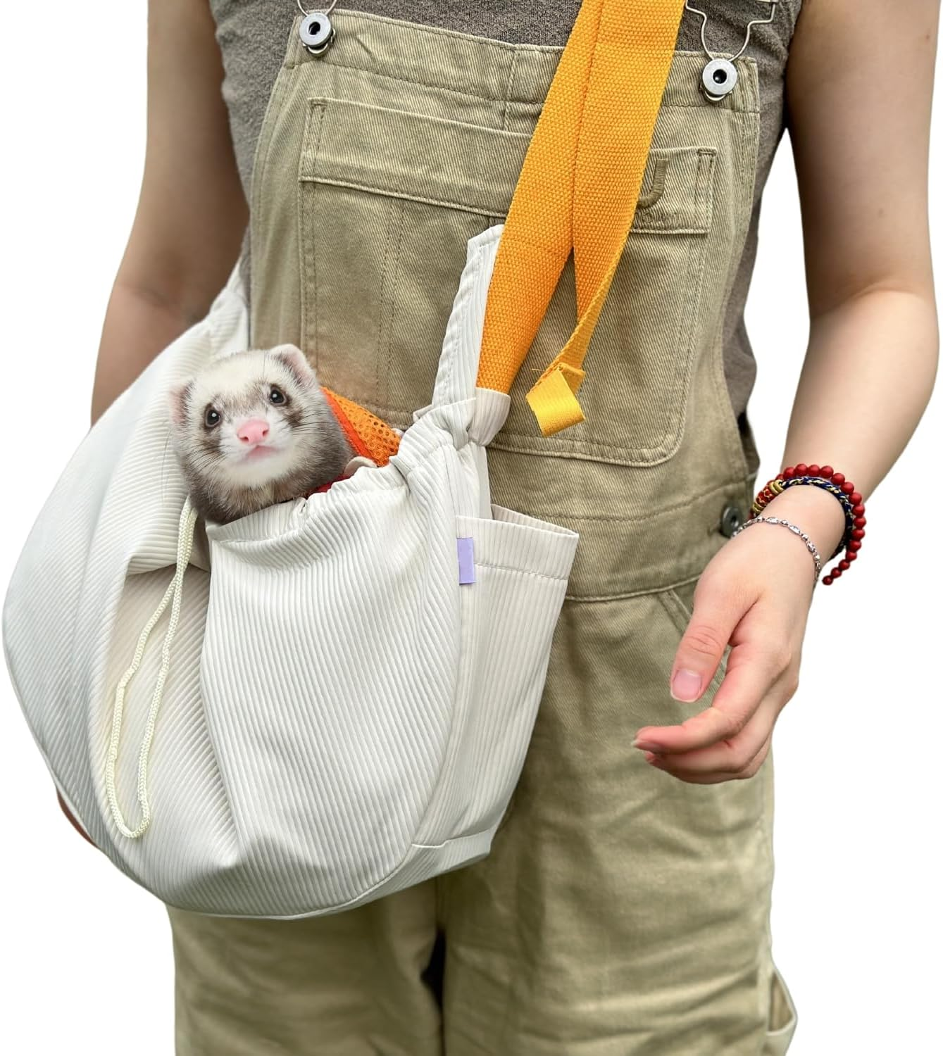 Ferret Sling Carrier - Pet Carrying Bag with Adjustable Strap Hands Free Shoulder Bag Crossbody Travel Slings Soft Small Animal Bonding Pouch Front Backpack for Ferret Rabbit Puppy Kitten (Green)