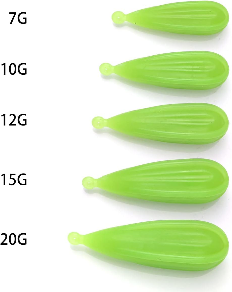DGHAOP 5IN1 Fishing Practice Casting Plugs Suitable for Improving Casting Skill, 5 Mixed Sizes Luminous Bait Casting Practice Plug 7/10/12/15/20G image number 5