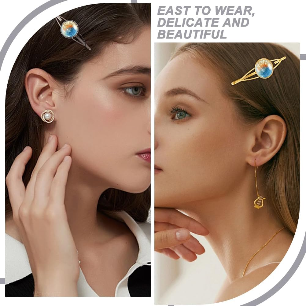 GOMAKERER Pack of 12 Hair Clips with Blank round Shelf Hair Pins Made of Brass 6 Colours with 12 Pieces 19.5 Mm Transparent Cabochons Blank Hairpin Setting for DIY Pictures Photos Curved Cameo