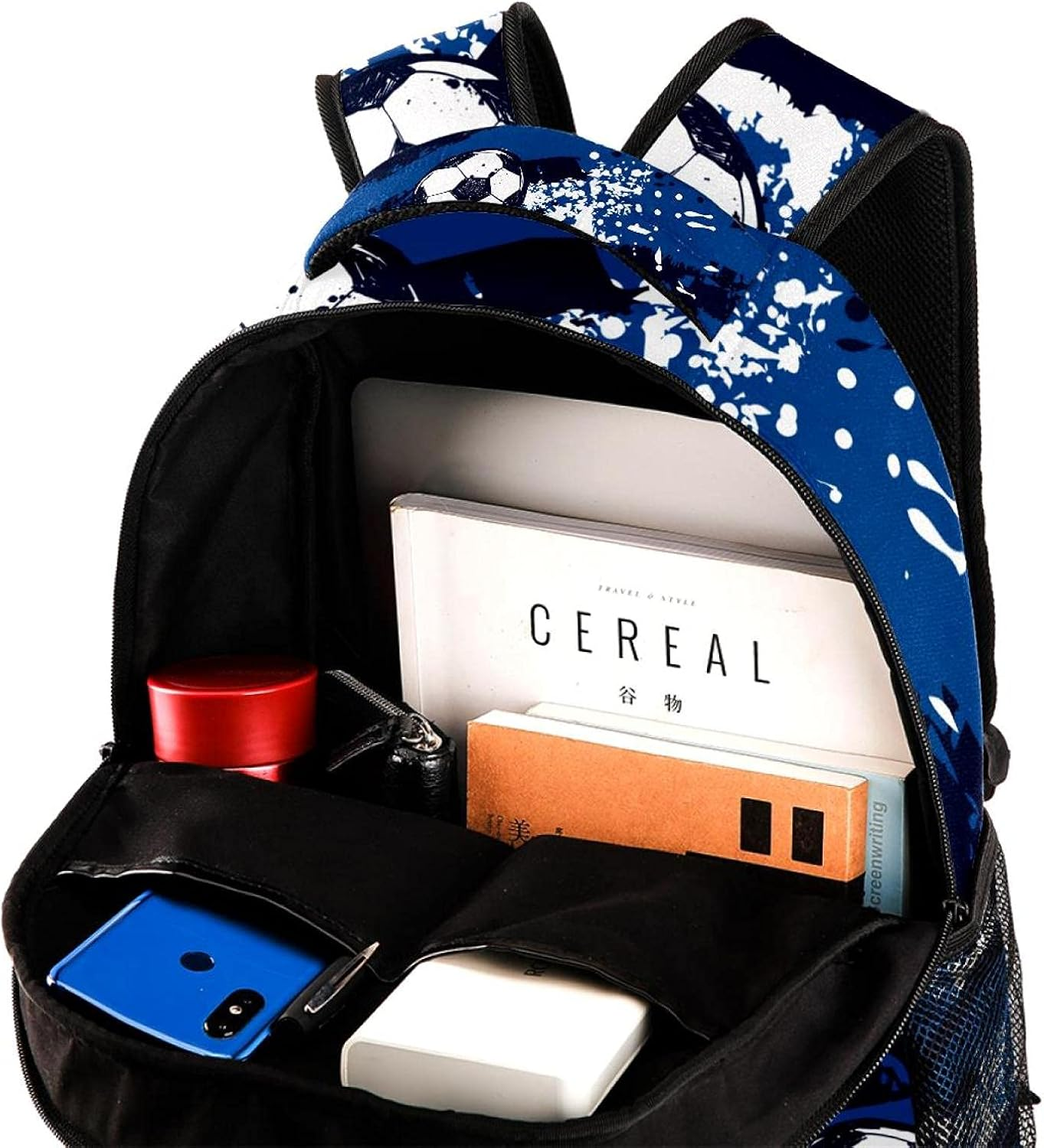 Abstract Grunge Football Pattern Backpack Students Shoulder Bags Travel Bag College School Tote Backpacks image number 3