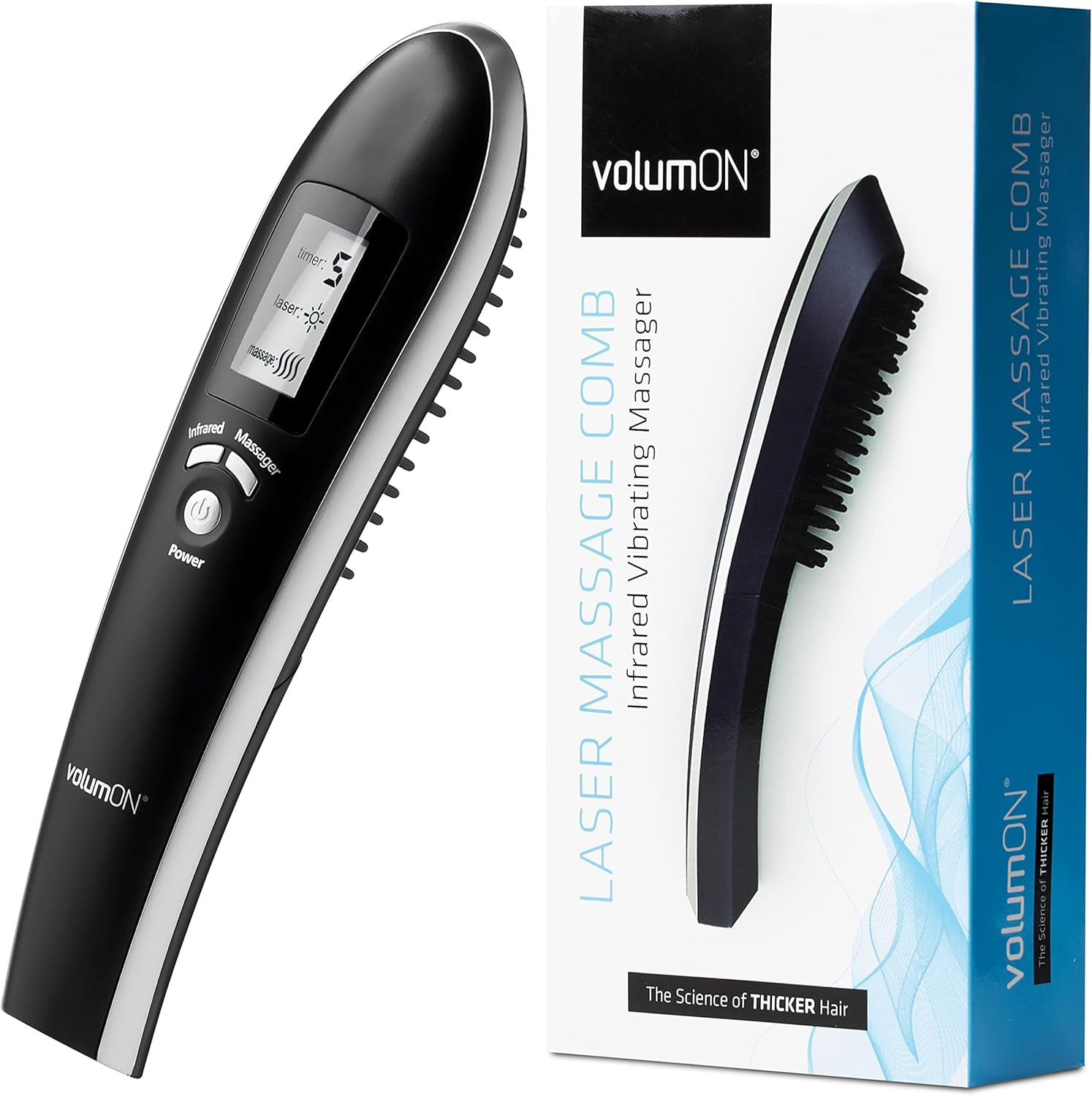 Volumon Electric Laser Massage Comb for Hair Growth Regrowth Hair Thickening & Strengthening with Massager & Infrared & Digital LCD Screen- Daily Home Use image number 1