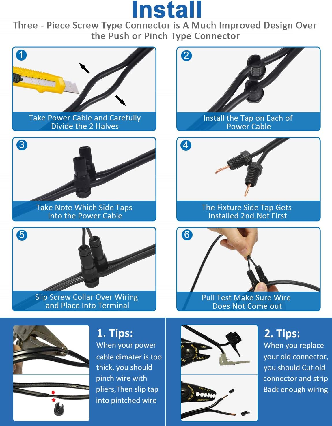 SUNVIE Landscape Lighting Connectors Fastlock Low Voltage Wire Connector, Waterproof Low Voltage Connector 12-14 Gauge Landscape Wire Connectors for Garden Patio Pathway Lights, 8 Pack image number 3