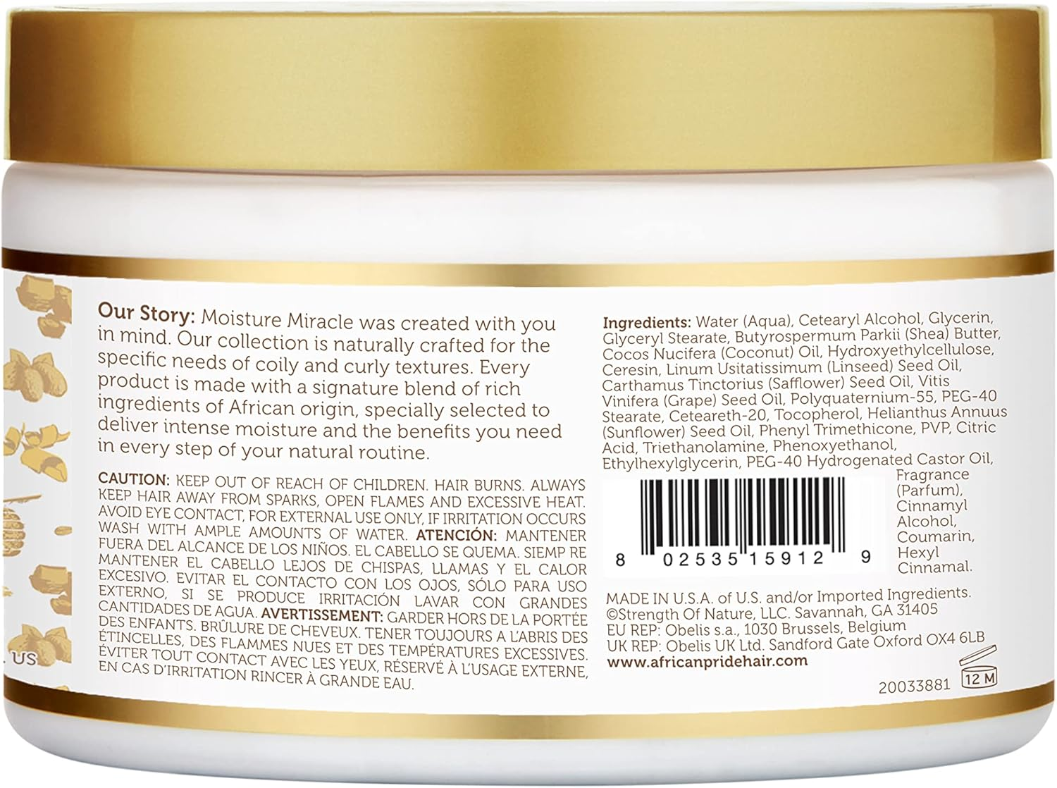 African Pride Moisture Miracle Curl Cream, Hydrate & Strengthen 12Oz (Pack of 1) image number 3