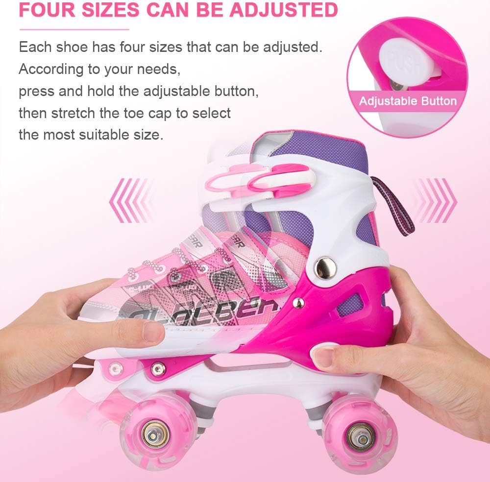 Otw-Cool Adjustable Roller Skates for Girls and Women, All 8 Wheels of Girl'S Skates Shine, Safe and Fun Illuminating for Kids image number 2