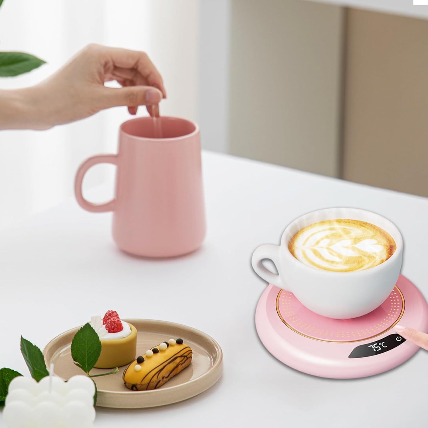 Coffee Warmer | 3 Levels Temperature Smart USB Heating Coaster 20W,Electric Warming Cup Table Device for Tea Milk Drink Kitchen Dining Bar Housewarming Food