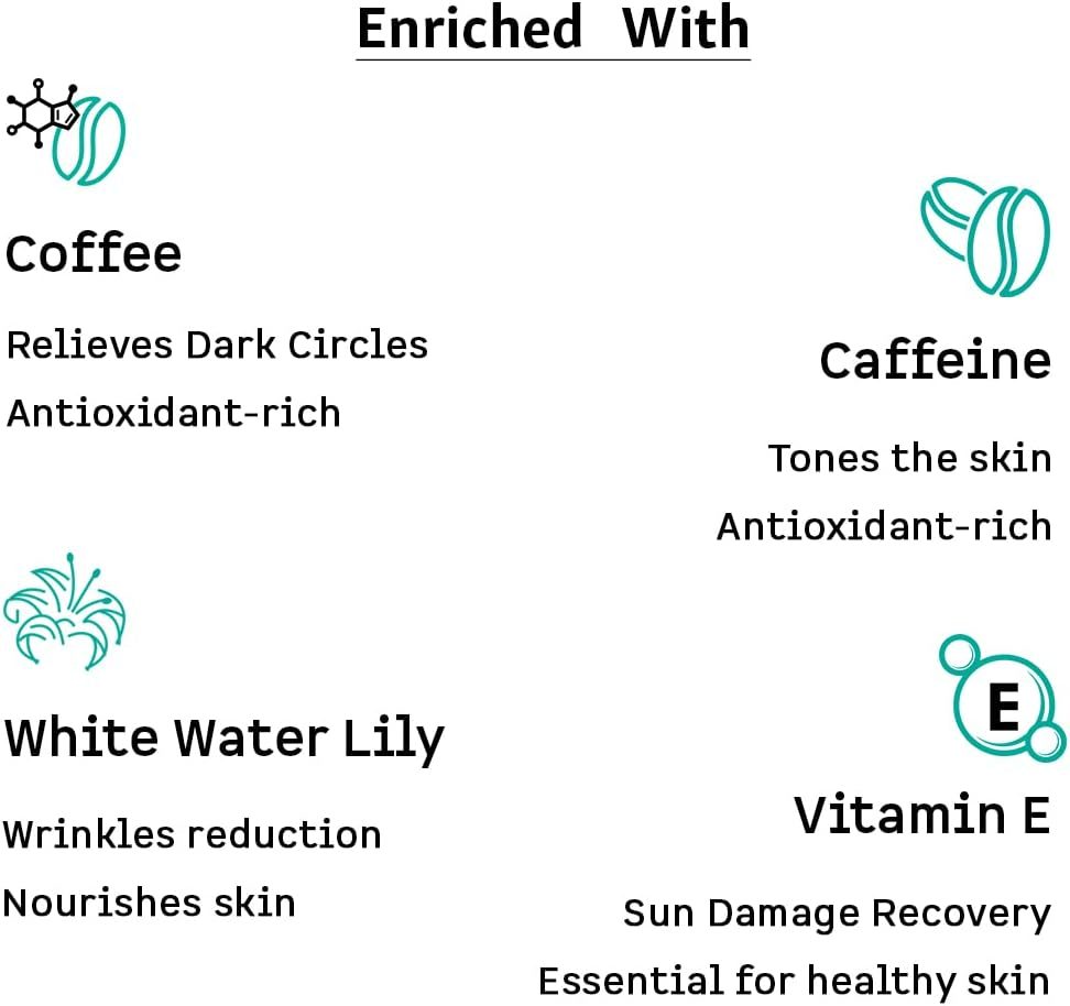 Mcaffeine Coffee under Eye Cream with Free Eye Roller | Reduces Dark Circles, Puffiness and Fine Lines | with Vitamin E and White Water Lily | Natural Aroma | 30Ml image number 6