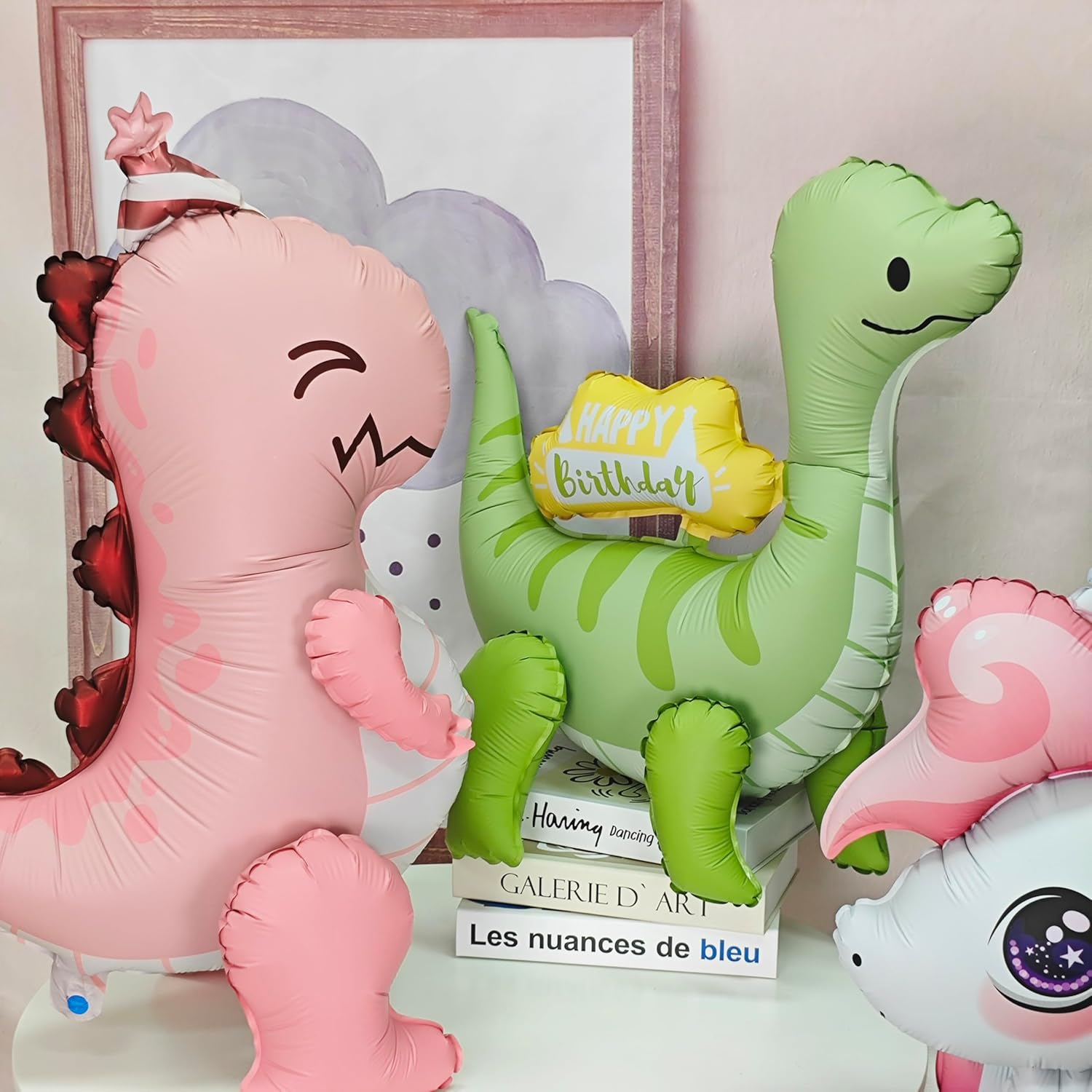 4D Matte Dinosaur Animal Balloons Cute Happy Birthday Inflatable Green Dinosaur Foil Balloons for Dinosaur Themed Birthday Party Baby Shower Decoration Kids Jungle Theme Birthday Party Supplies Decor image number 6