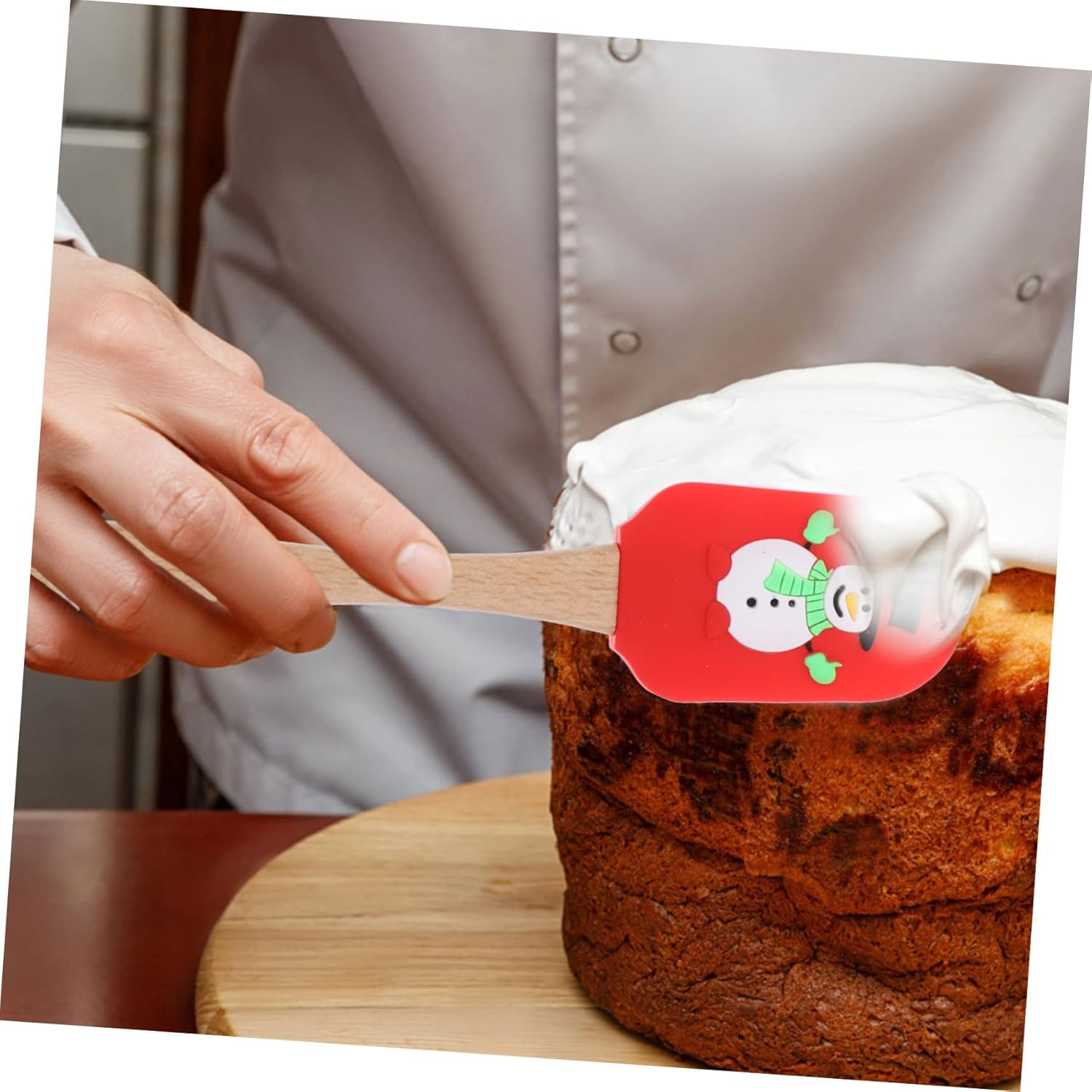 10Pcs Professional Baking Scrapers Silicone Baking Spatulas for Christmas Cake Reusable Scrapers Household Wear-Resistant Cake Convenient image number 5