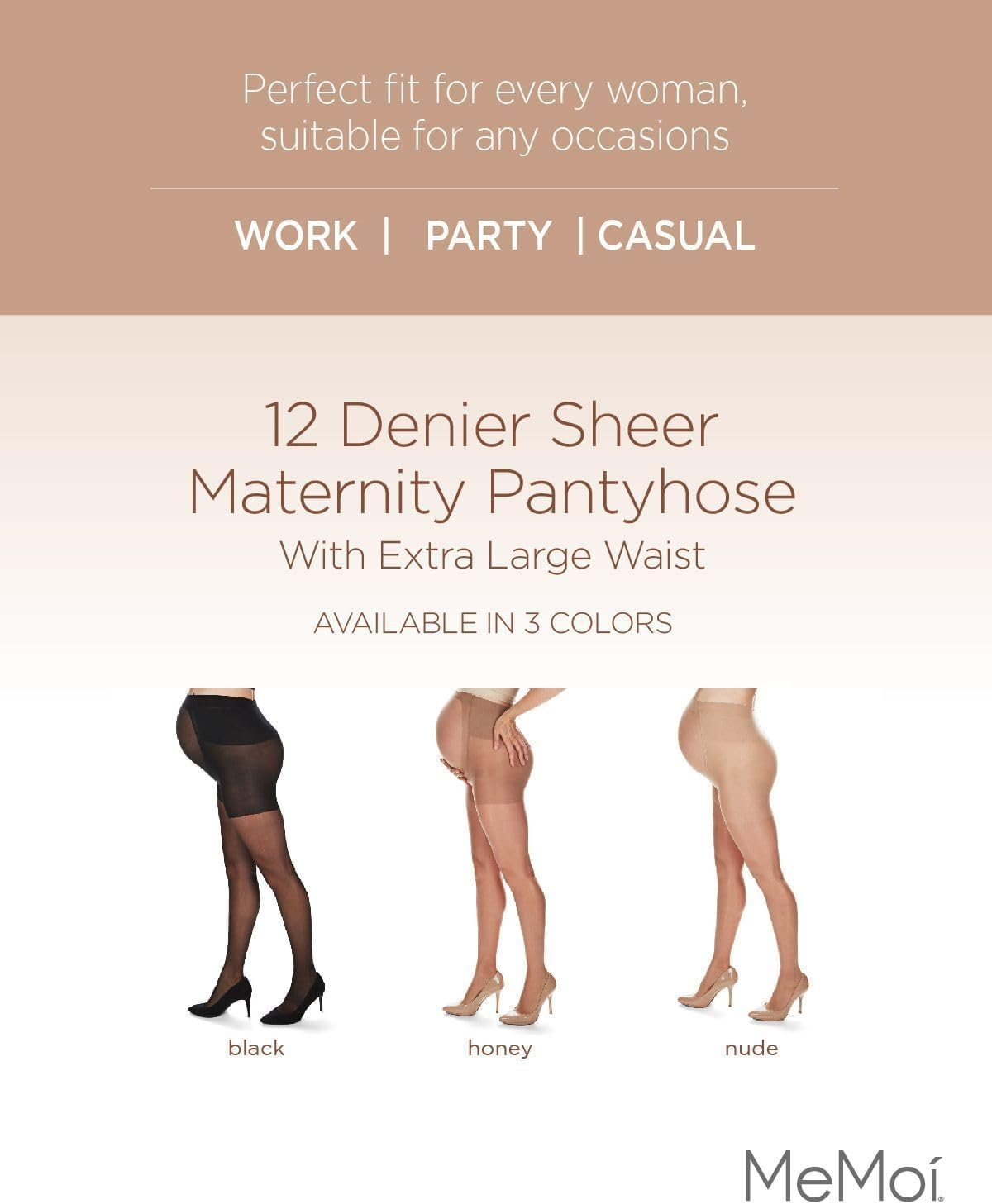 Memoi Sheer Maternity Tights | Pregnancy Belly Support Hose