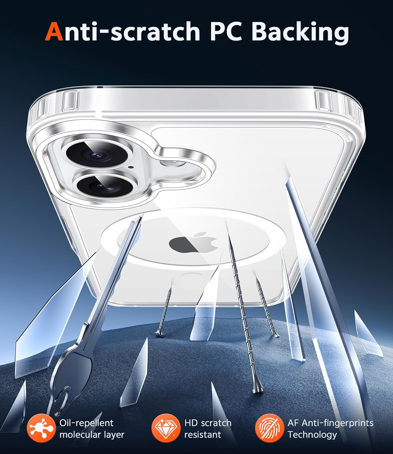 FNTCASE for Iphone 16 Case: Clear Magnetic Military Grade Drop Protection anti Yellowing Slim Case - Rugged Shockproof Protective Transparent Cell Phone Cover(Clear) image number 5