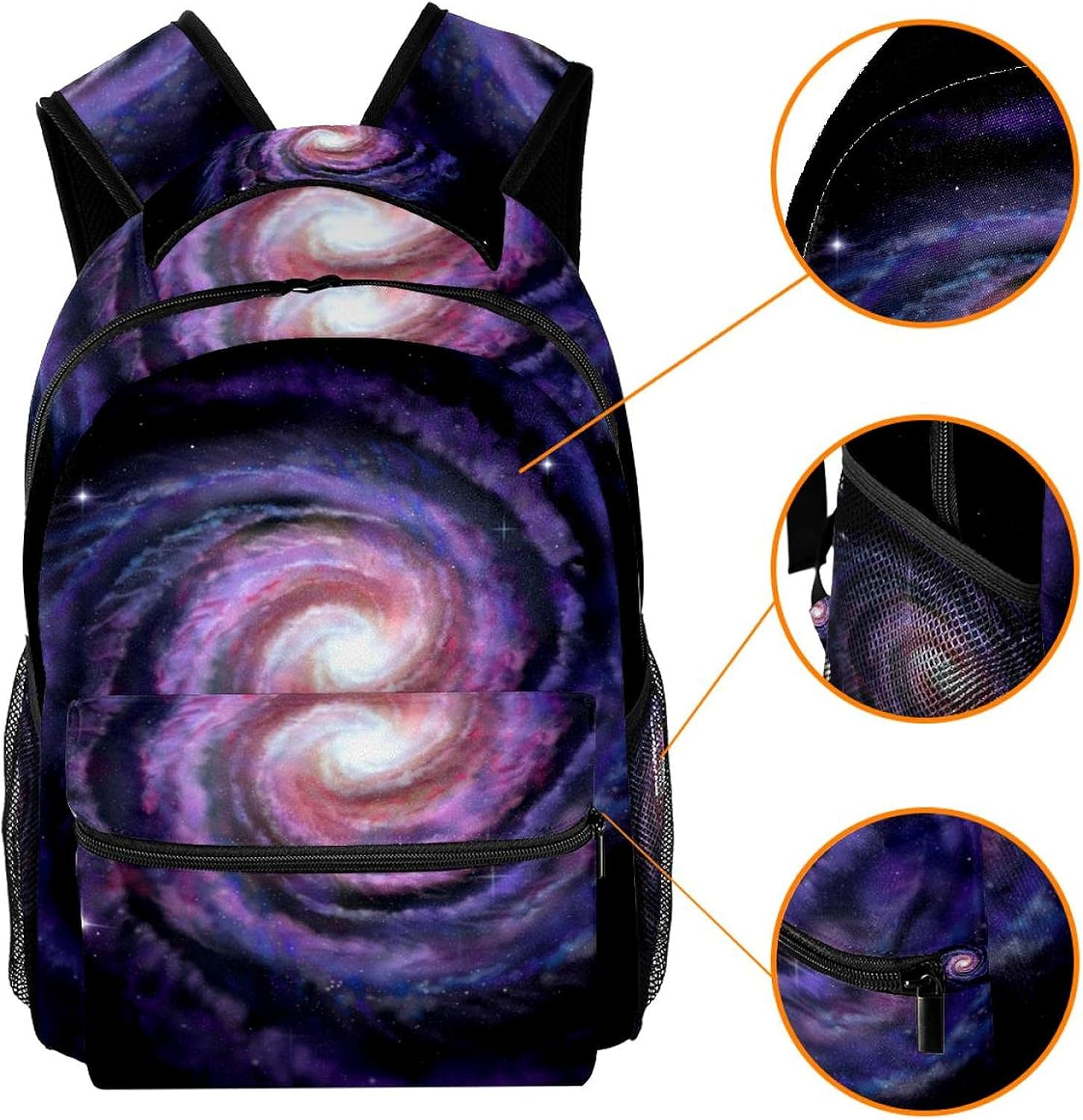 Spiral Galaxy Illustration of Milky Way Backpack Students Shoulder Bags Travel Bag College School Tote Backpacks image number 3