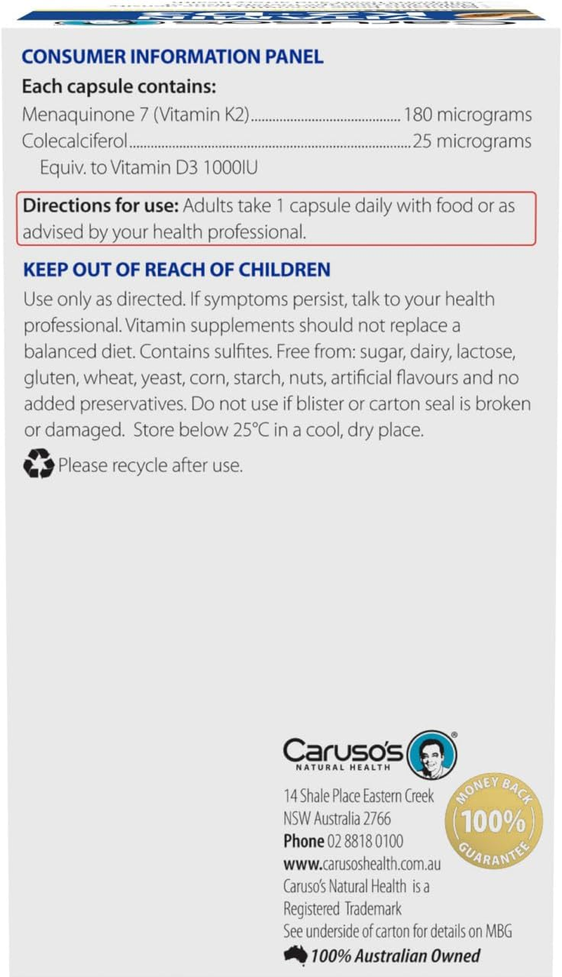 Caruso'S Natural Health Vitamin K2 + D3 60 Capsules