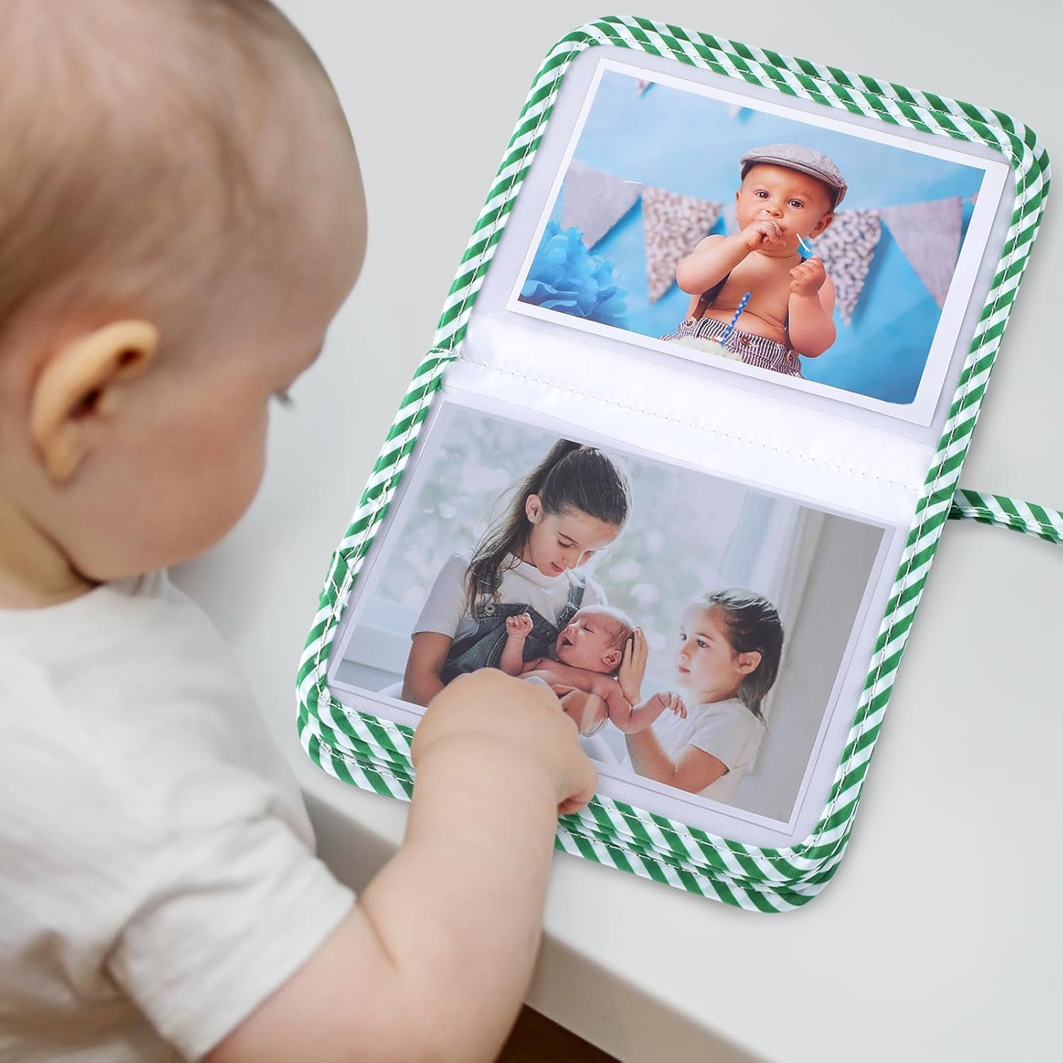 ZOIIWA Baby'S My First Family Album Soft Photo Cloth Book Greenery Bear My First Book of Photos Baby Memory Album Gift Holds 4X6 Pictures for Babies Newborn Toddler & Kids Girls Baby Shower image number 2