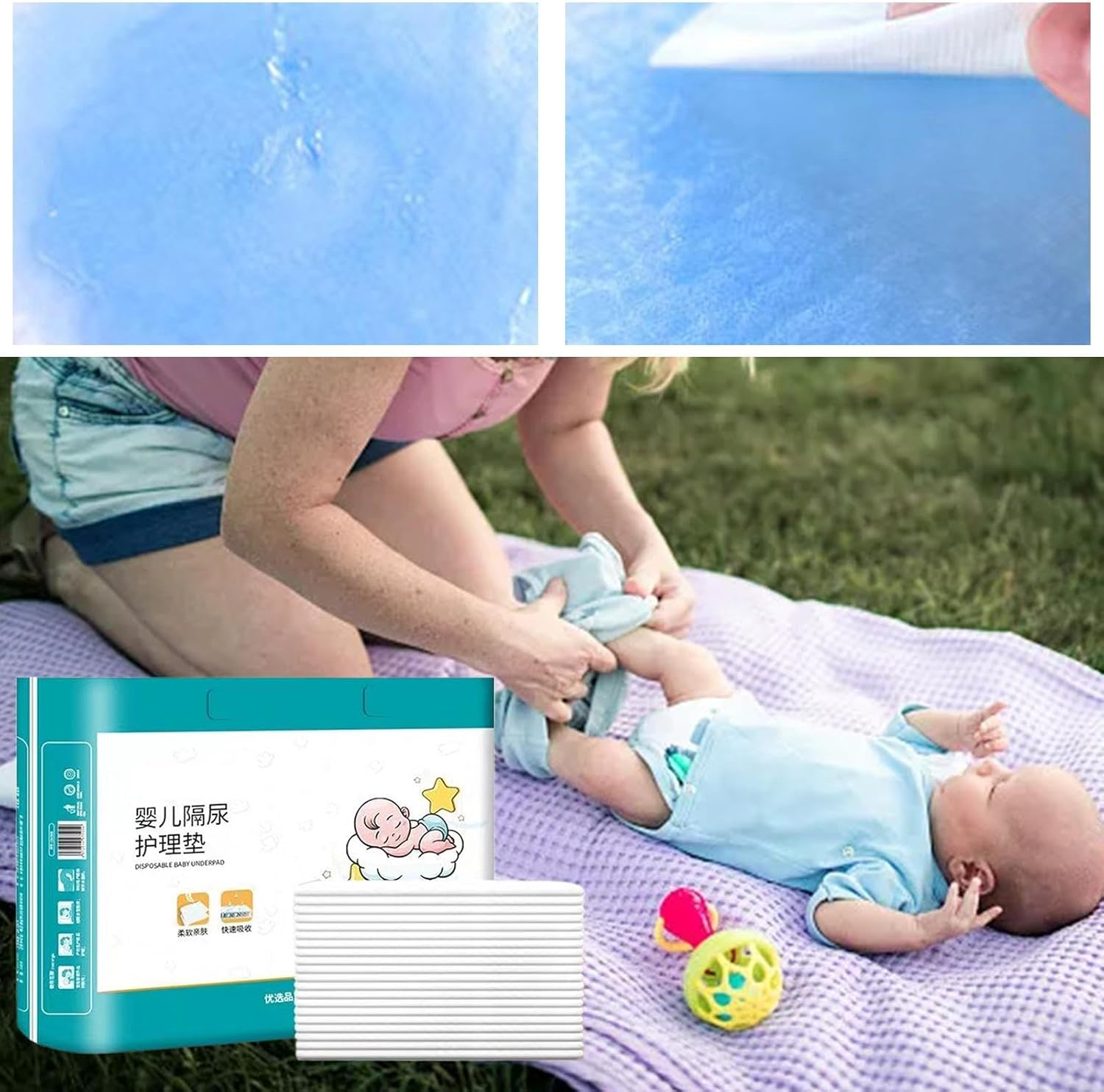 Changing Pad Liners Waterproof - 40X Baby Changing Mat | Heavy Absorbency Reusable Pads, Baby Diaper Change Pad, Waterproof Changing Pad for Girls, Boys, Parents image number 4