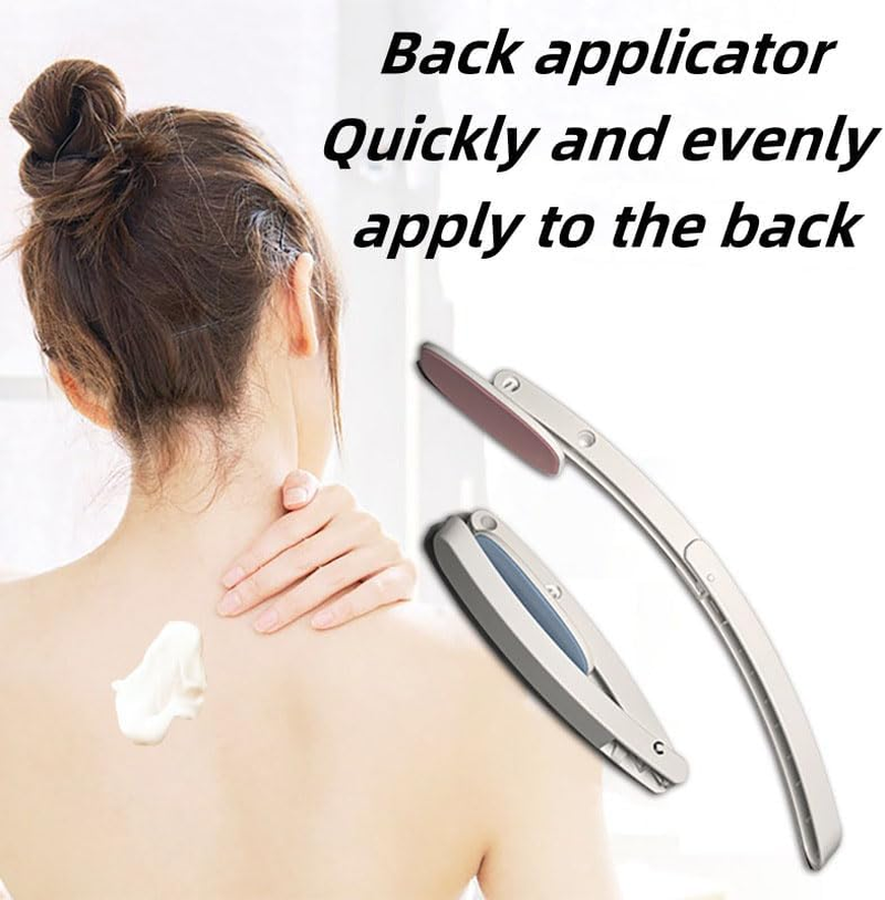 2Pcs Folding Lotion Applicator for Back,Long Handled Back Lotion Applicator,Back Cream Applier for Senior,Sunscreen Applicator for Back Foldable,Back Applicator for Cream (Grey,Rose Red) - Grey,Rose Red image number 2