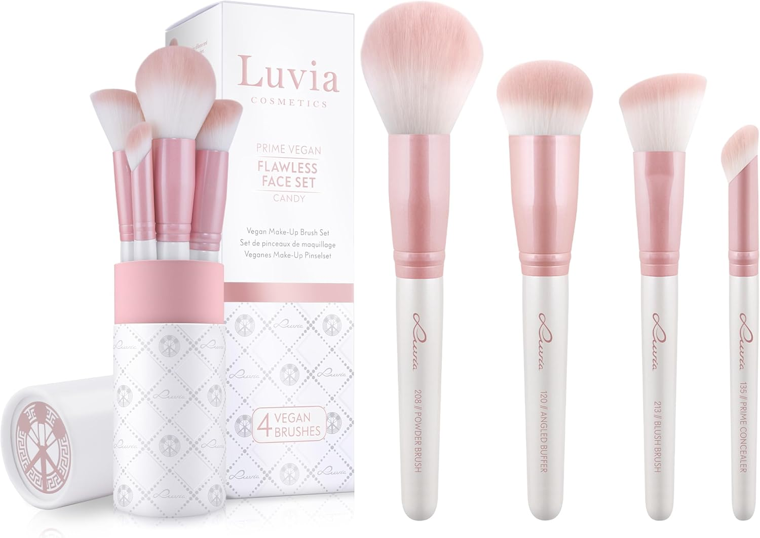 Luvia Make-Up Brush Set, Flawless Face Brush Set, Face Brush Set, 4 Vegan Cosmetic Brushes, Makeup Brush