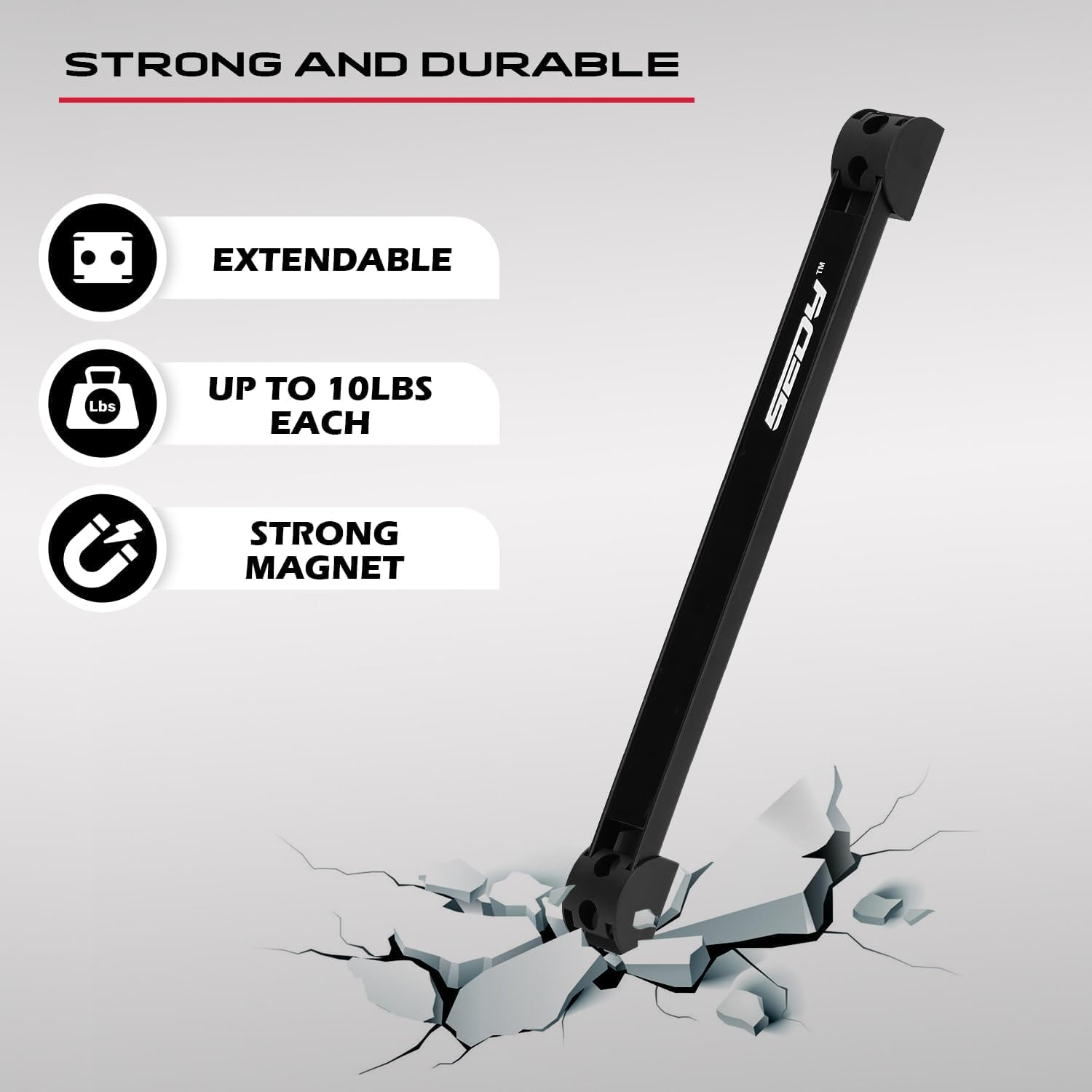 Magnetic Tool Holder Storage Organizer: 7-Piece Garage Wall Mount Rack Organization Strip Power Magnet Organizers Mounted Workbench Board Slatwall Van Hanger image number 2