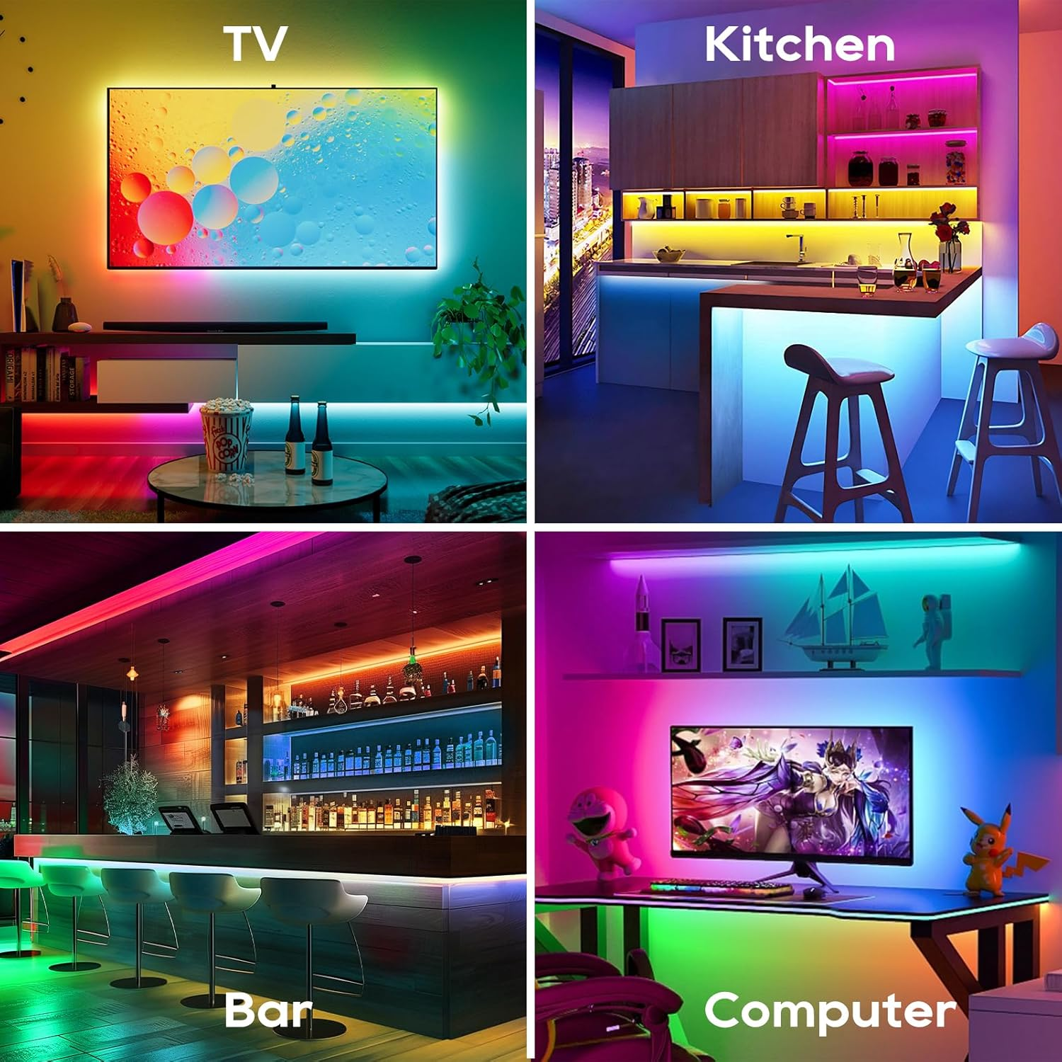 Liwqolx 4M LED TV Strip, RGBIC LED Strip Light for 50-70 Inch TV, Smart LED Strip with APP and 2.4G RF Remote Control, USB Integration IC Lighting for Bedroom/Christmas Decoration image number 5