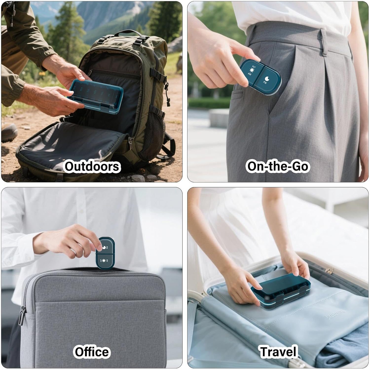 Vikie Weekly Pill Organizer 2 Times a Day with AM PM Sections, Bpa-Free, Portable & Moisture-Proof for Pills, Vitamins, Supplements (2X7 Blue) image number 6