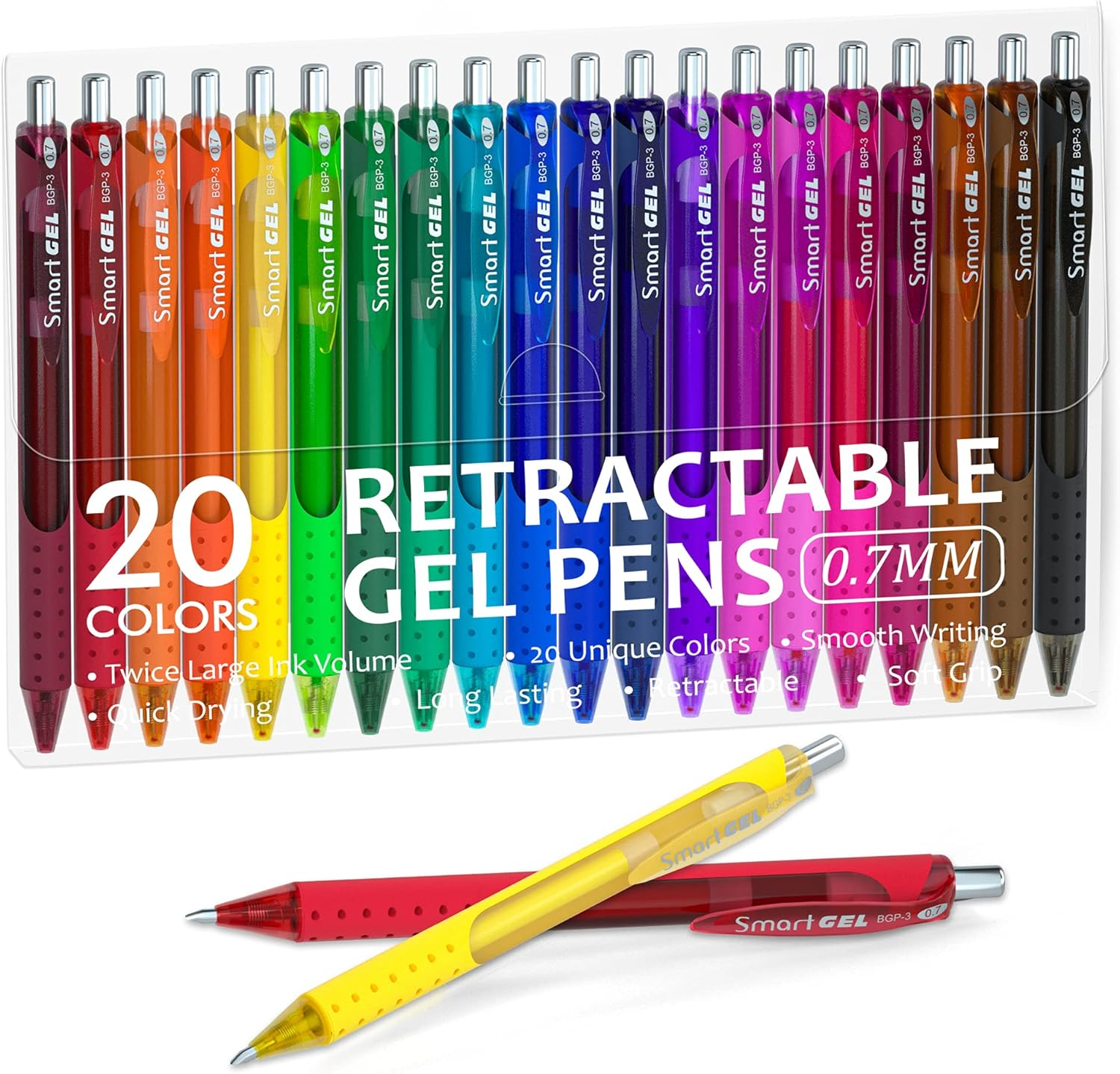 Coloured Gel Pens, Shuttle Art 20 Colours Retractable Gel Ink Pens with Grip, Medium Point (0.7Mm) Smooth Writing for Adults and Kids Writing Journaling Taking Notes Drawing at School Office Home image number 1