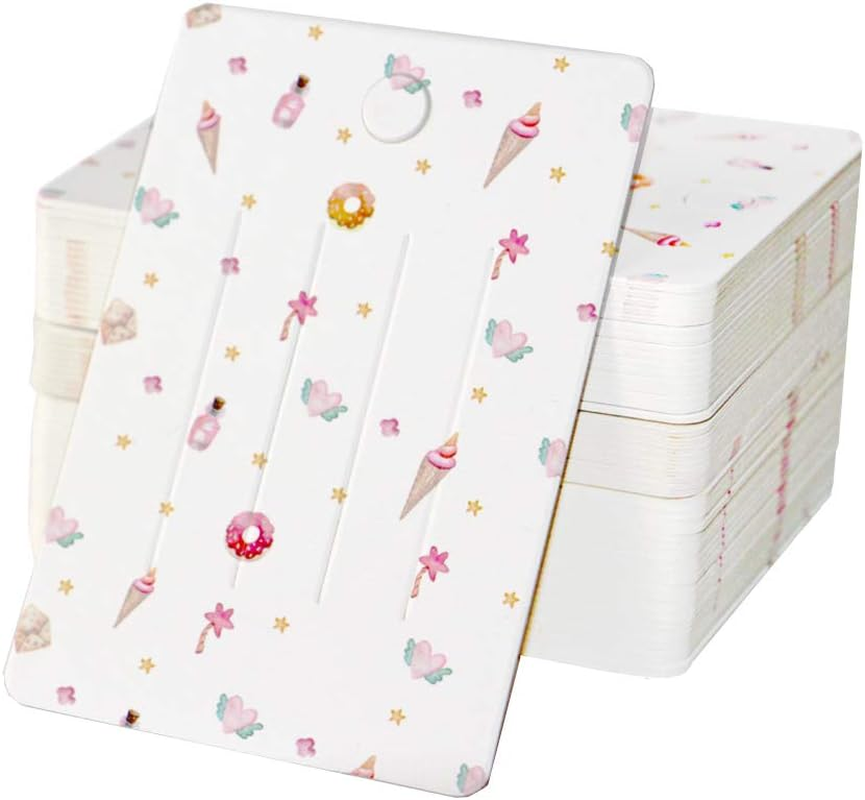 MIYKA 100Pcs Hair Clip Display Cards Cute Rectangular Cardboard for Hair Accessories Displaying Organizing, 10X7Cm image number 1