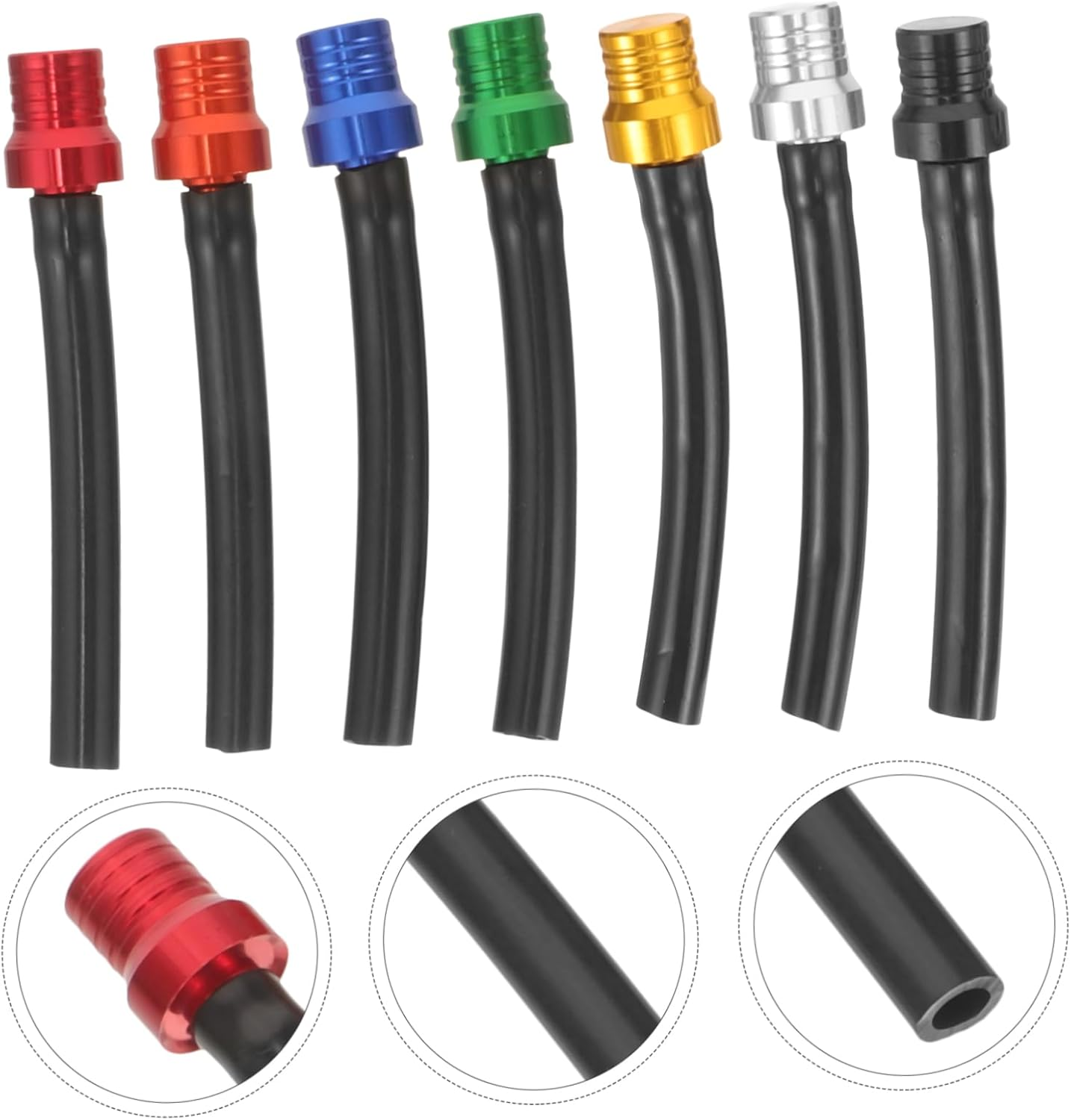Ibasenice Motorcycle Gas Fuel Caps Vent Motorcycle Tank Breather Hose 7Pcs Kit for Motorbike Atv Dirt Bike Off-Road Use Sturdy Metal Vent Tube with Valves for Fuel Tank Accessories image number 1