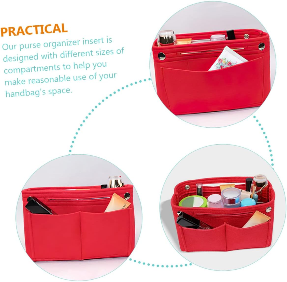 STOBAZA 4Pcs Purse Organizer Insert Felt Handbag Organizer Insert Tote Bag for Travel Storage Bag image number 3