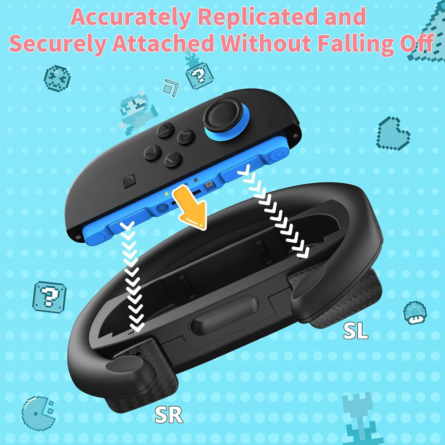 2 Pack Steering Wheels Compatible with Nintendo Switch 2, Racing Wheels for NS2 Mario Kart World/ 8 Deluxe with Anti-Slip Grip & Plug-And-Play, Universal Wheel Accessories Compatible with Switch New Gen - Gifts for Boys, Girls image number 6