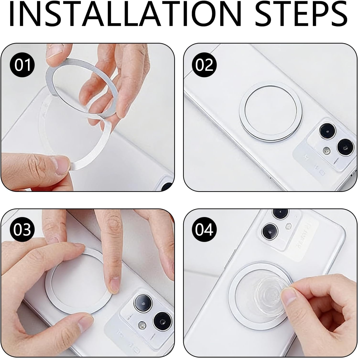 JANGJANG Magnetic Phone Grip Ring Holder, Clear Transparent Adjustable Grip with Easy Hold Free Hand Feature, Removable Design for All Smartphones and Cases image number 6