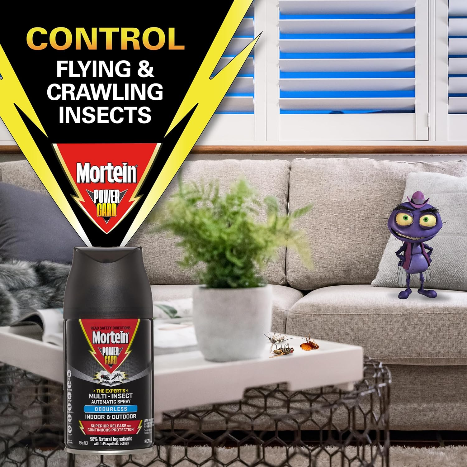 Mortein Powergard Ouderless Multi Insect Auto Spray Refill 154 G image number 2
